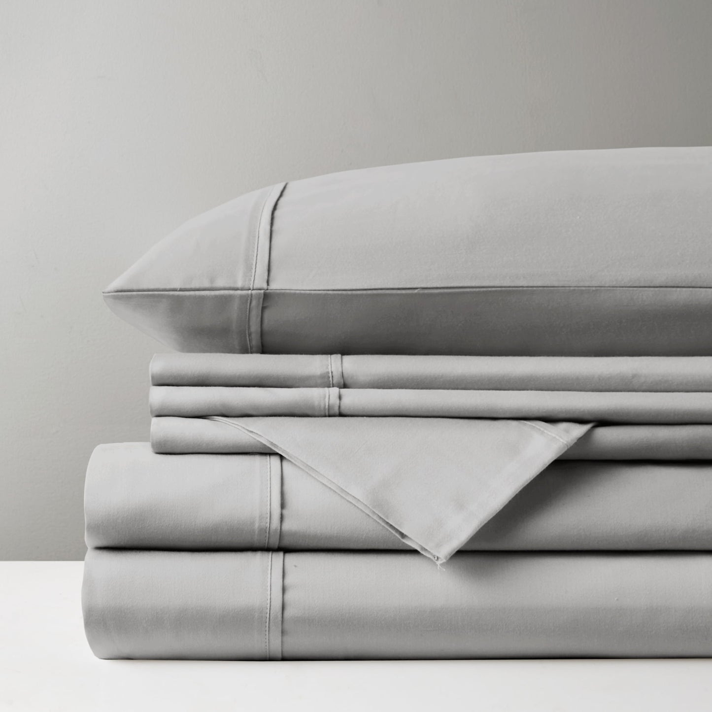 800 Thread Count Cotton Blend Sateen Sheet Set, Solid Plain Bed Sheets