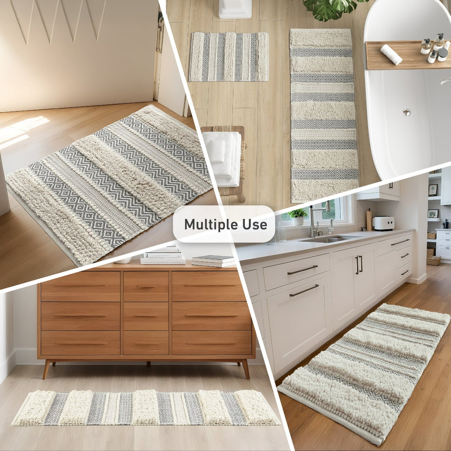 Hand-Woven Texture Stripe Bath Rug