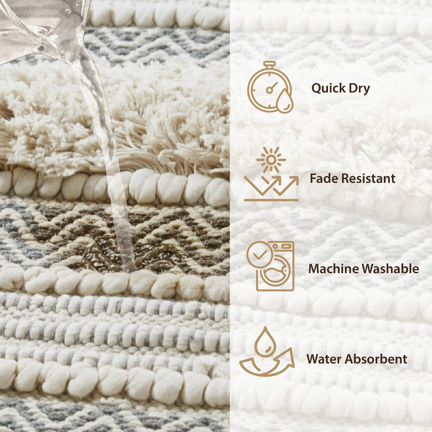Hand-Woven Texture Stripe Bath Rug