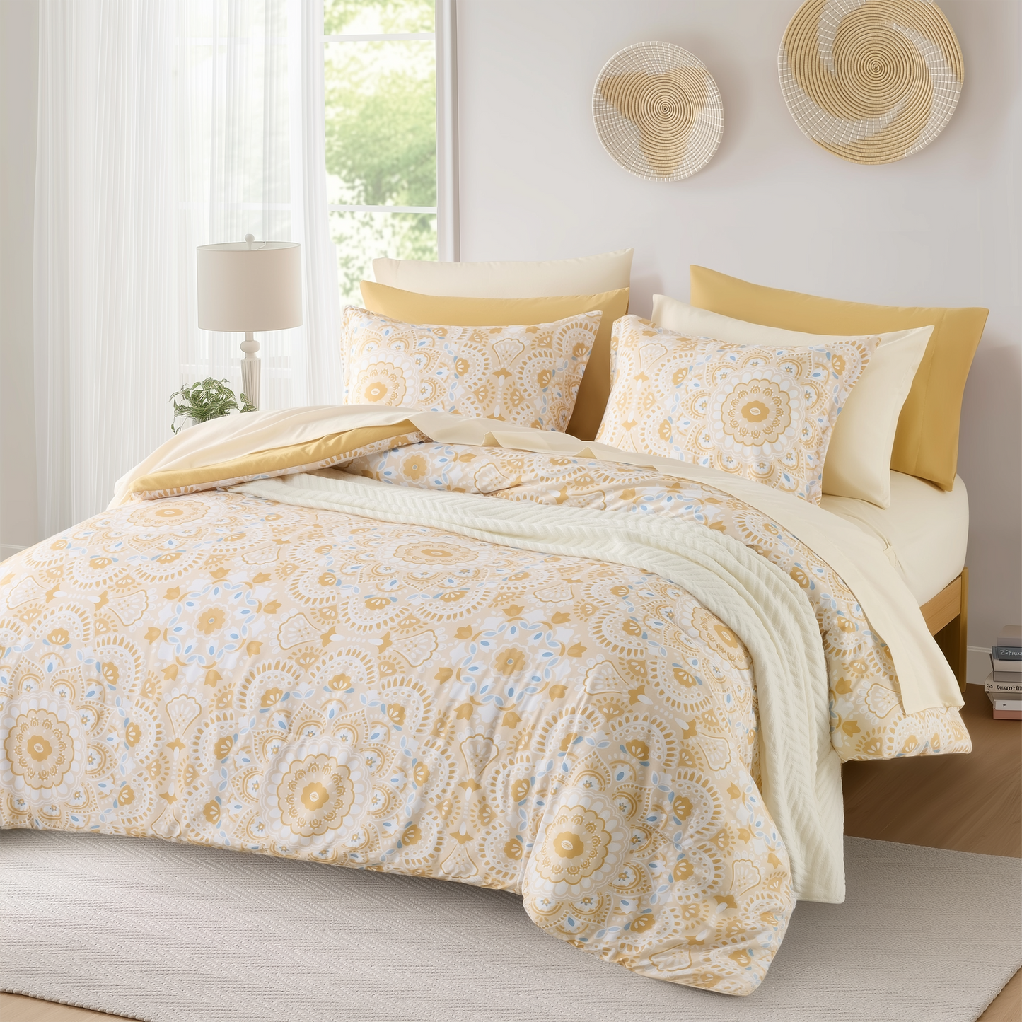 Medallion pattern comforter with Sheet Set