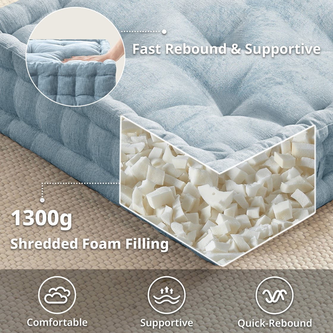 Tufted Floor Pillow for Seating, Square Meditation Cushion with Handle