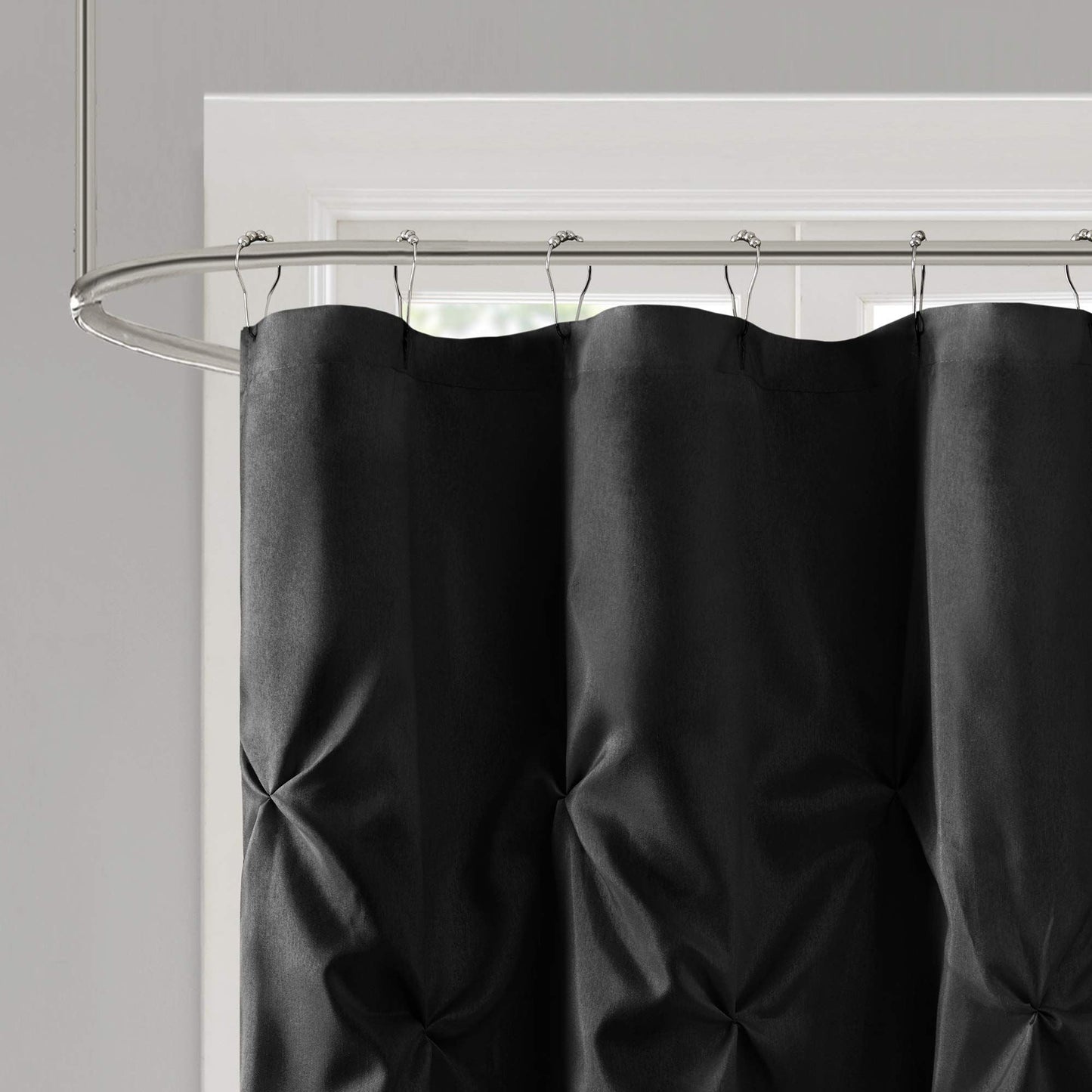 Shower Curtain Faux Satin Bath Curtain with 12 Button Holes Lightweight Bathroom Curtain Decor