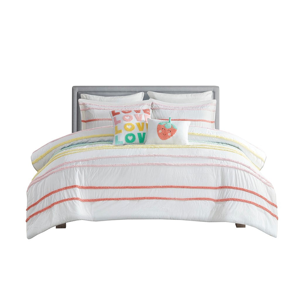Cotton Comforter Set with Chenille Trim