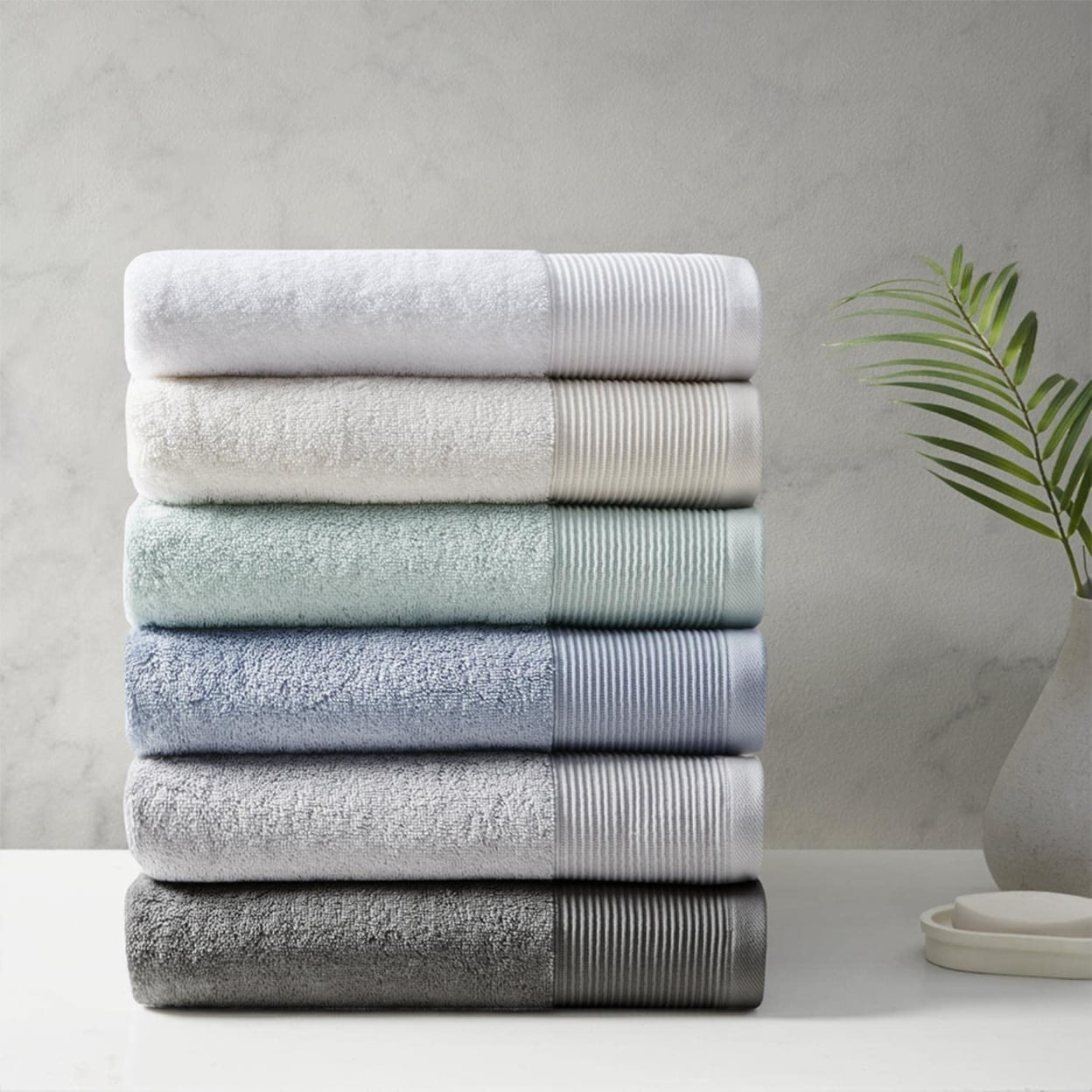 6-Piece Modern Cotton and Tencel Lyocel Towel Set