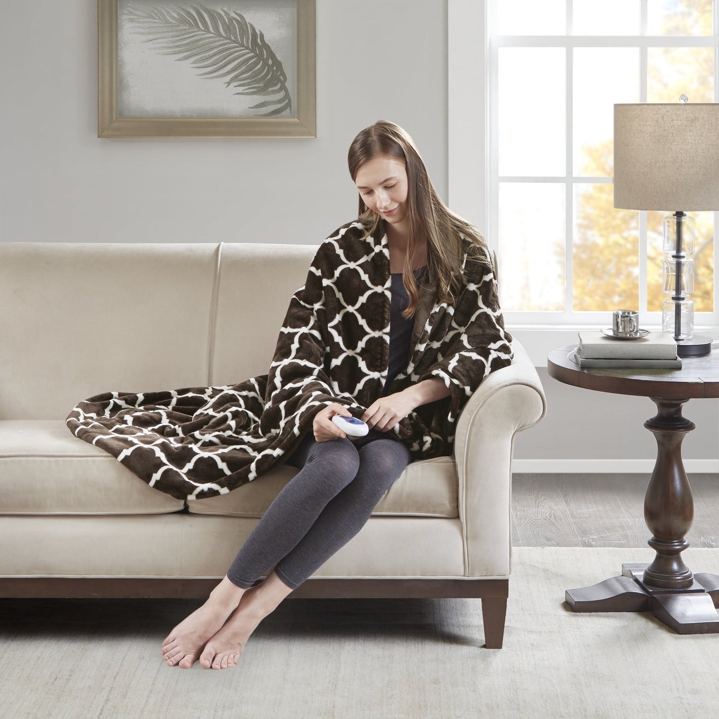 Heated Oversized Electric Throw Blanket, Brown
