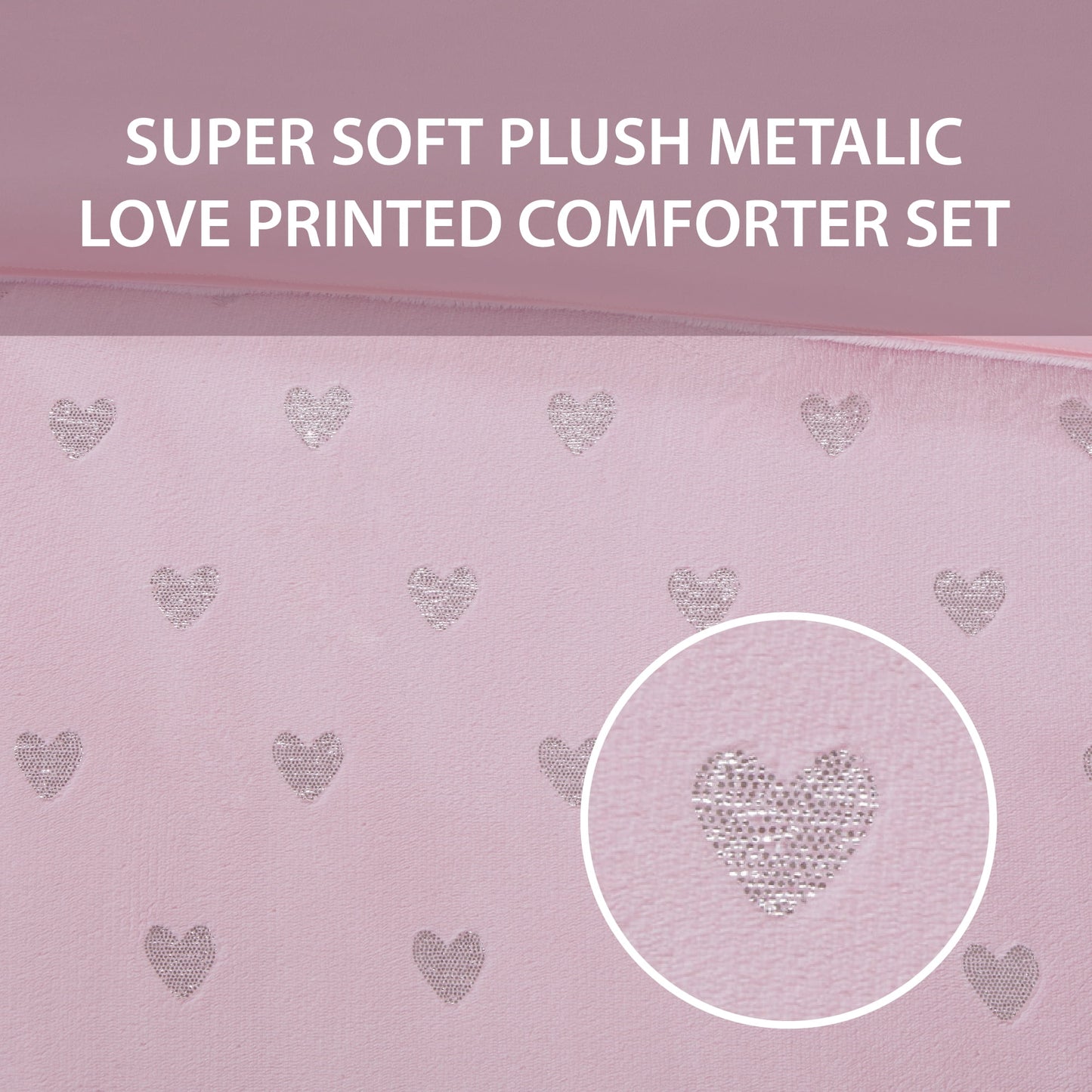 4-Piece Kids Comforter Set, Metallic Printed Plush Dorm Comforter Bedding Set