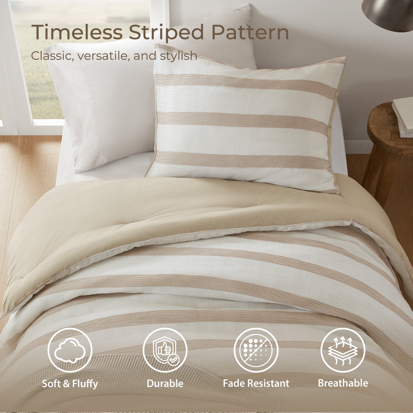 Striped Texture Bedding Comforter Set