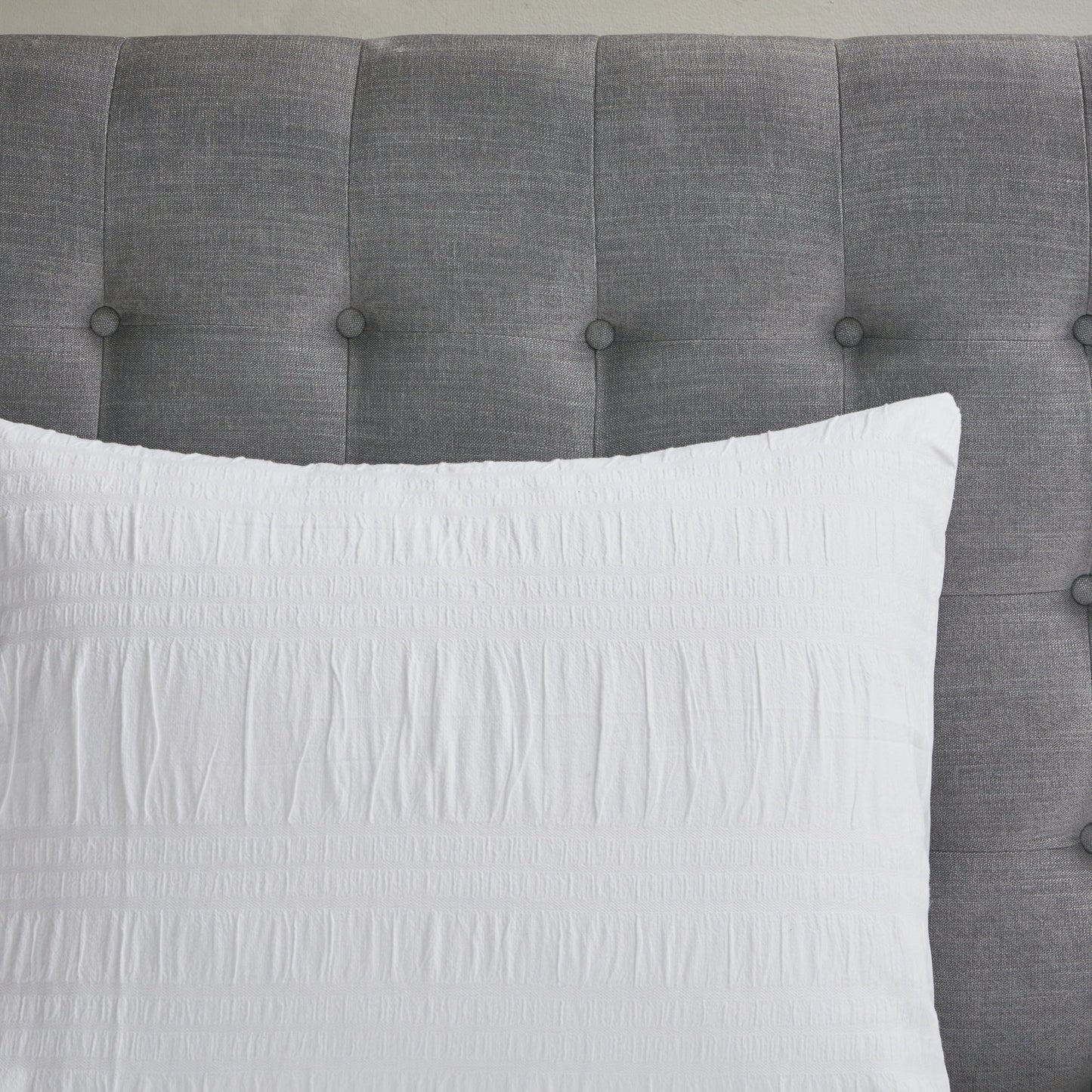 4 Piece Cotton Seersucker Duvet Cover Set, King/Cal King, White