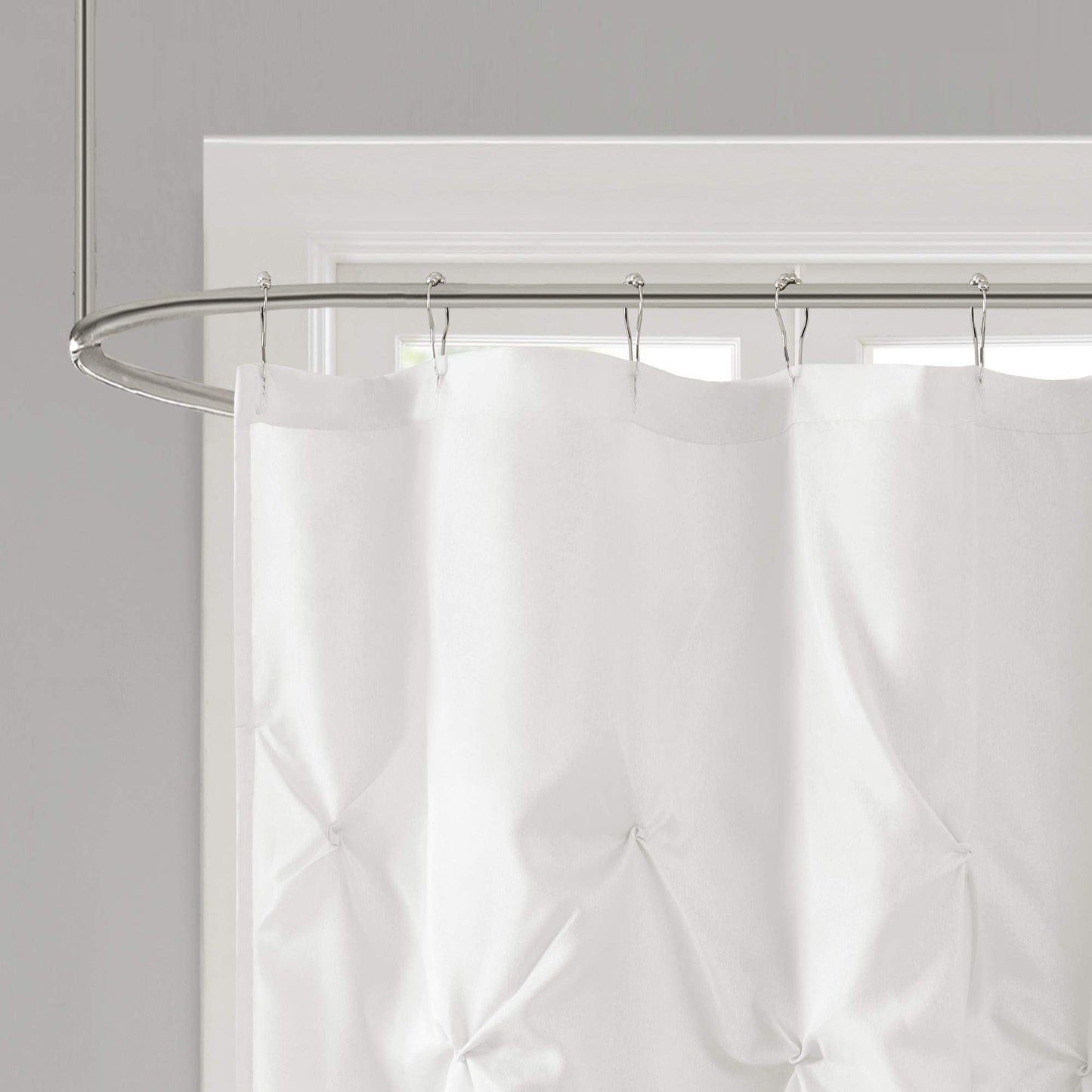 Shower Curtain Faux Satin Bath Curtain with 12 Button Holes Lightweight Bathroom Curtain Decor