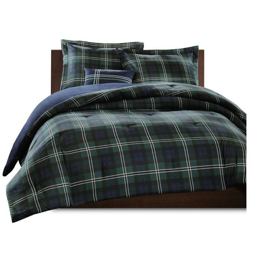 Blue/Green Plaid Printed Teen Comforter Bedding Set