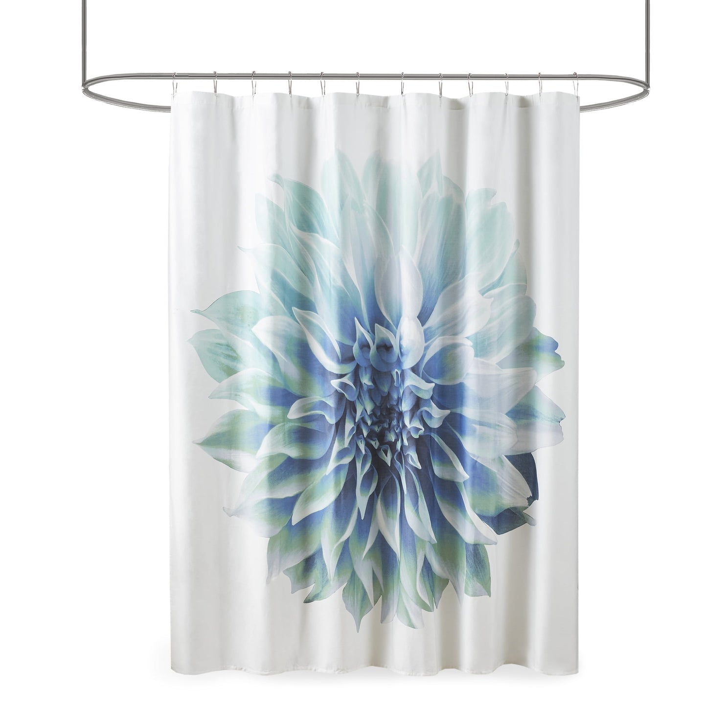 Large Flower Cotton Floral Shower Curtain with 12 Button Holes, 72" x 72"