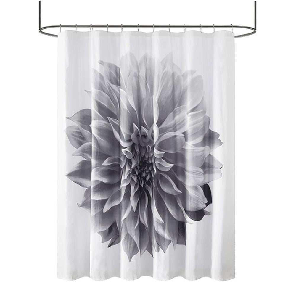 Large Flower Cotton Floral Shower Curtain with 12 Button Holes, 72" x 72"