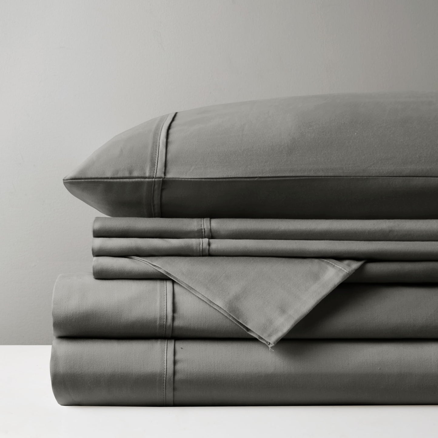 800 Thread Count Cotton Blend Sateen Sheet Set, Solid Plain Bed Sheets