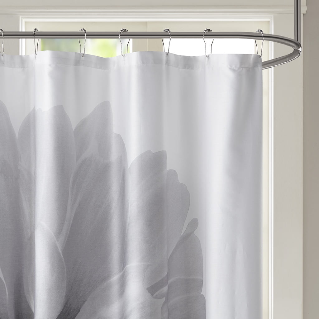 Large Flower Cotton Floral Shower Curtain with 12 Button Holes, 72" x 72"