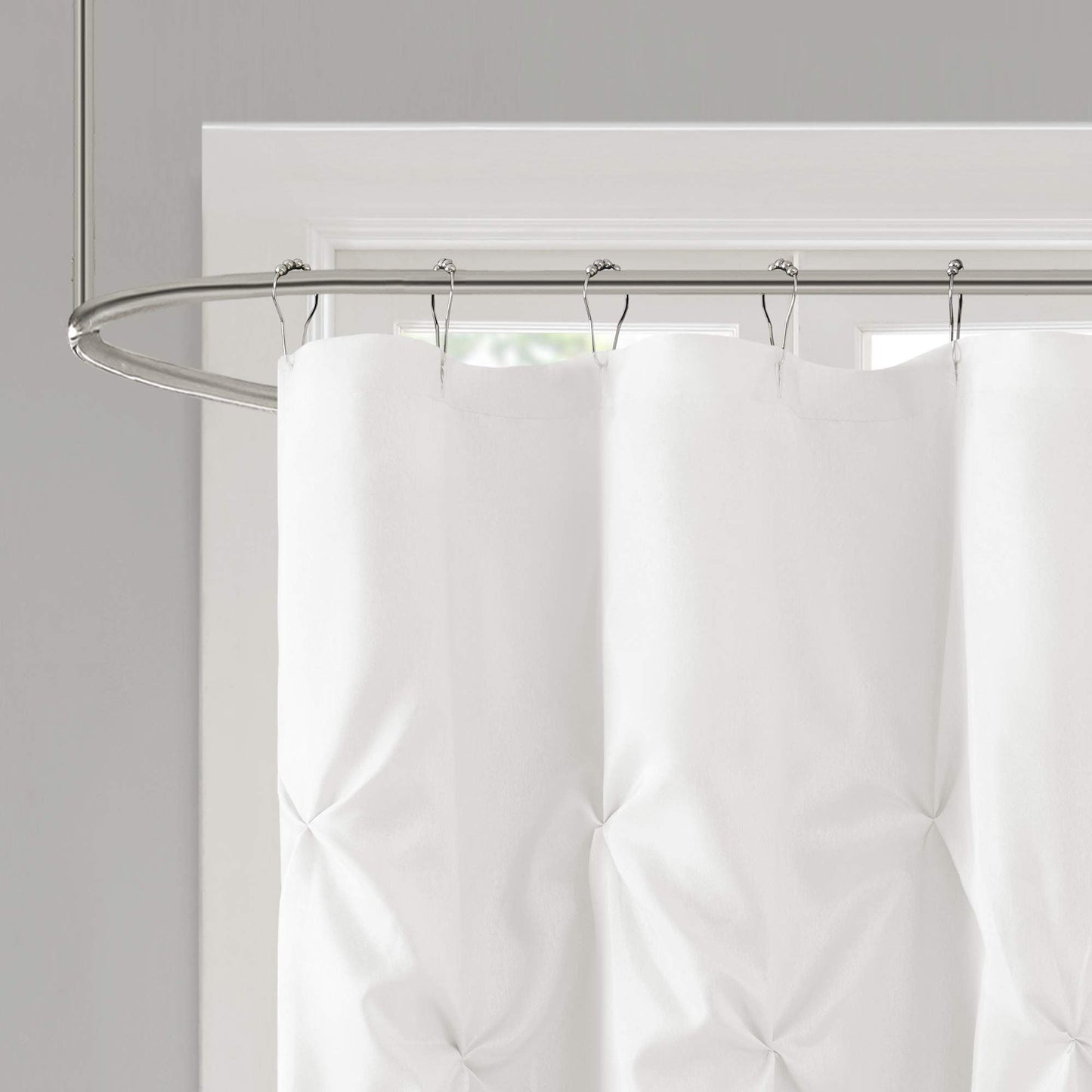 Shower Curtain Faux Satin Bath Curtain with 12 Button Holes Lightweight Bathroom Curtain Decor