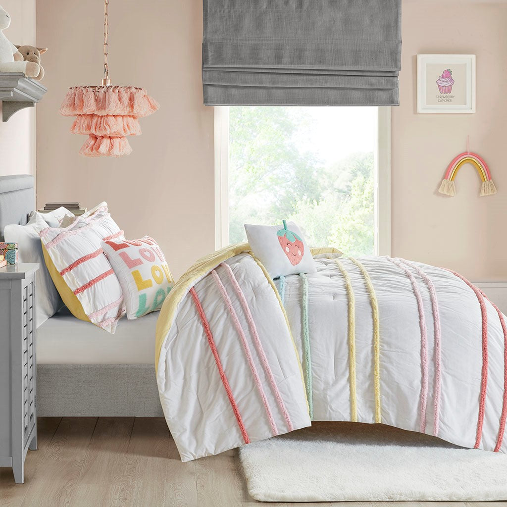 Cotton Comforter Set with Chenille Trim