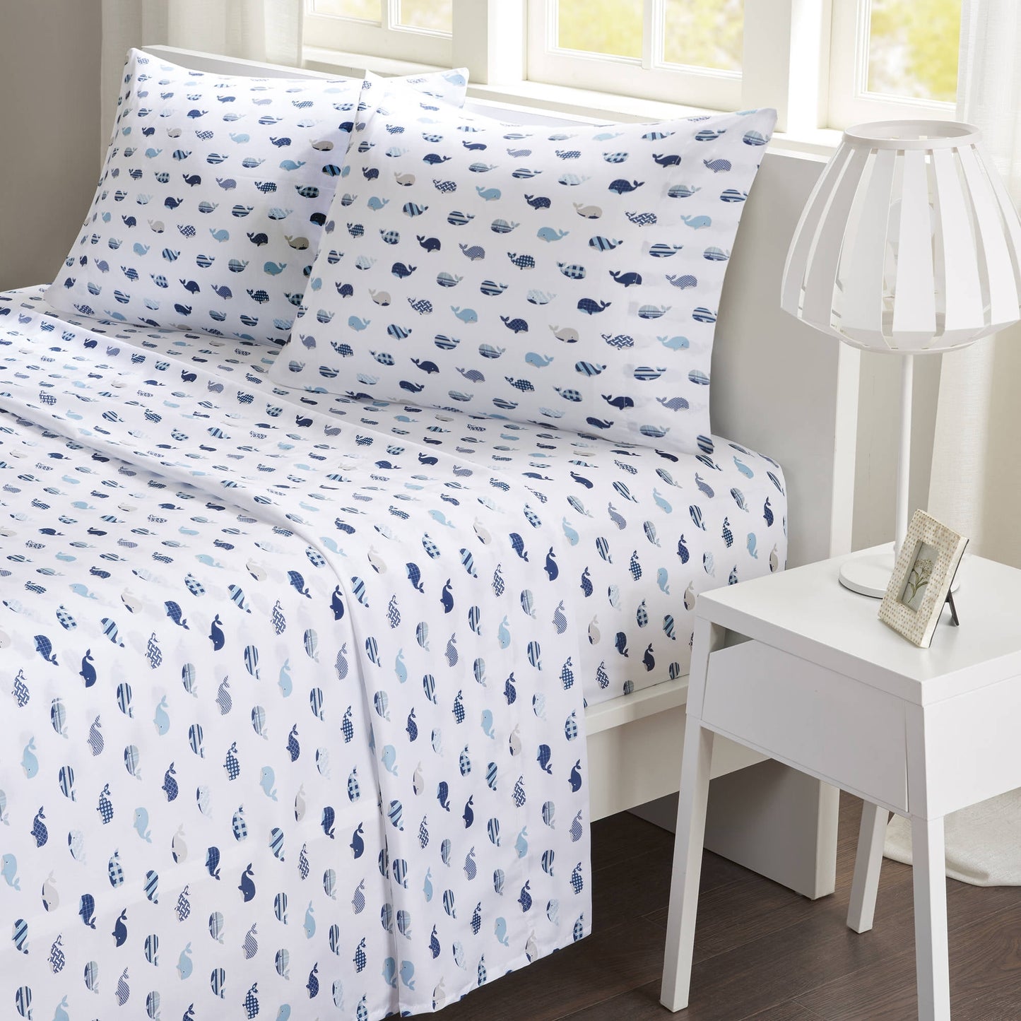 Teen Ultra Soft Printed Microfiber Sheet Set, Blue Whales