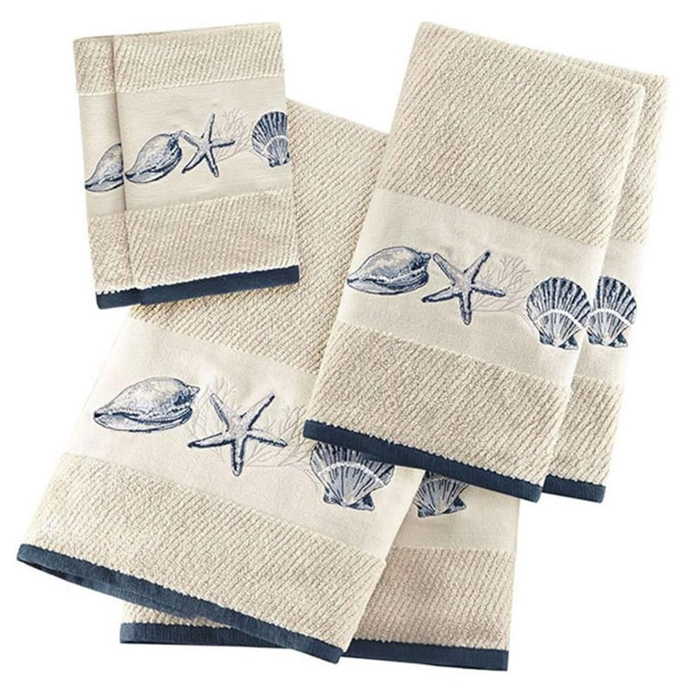 6-Piece Coastal Cotton Jacquard Towel Set w/ Embroidery