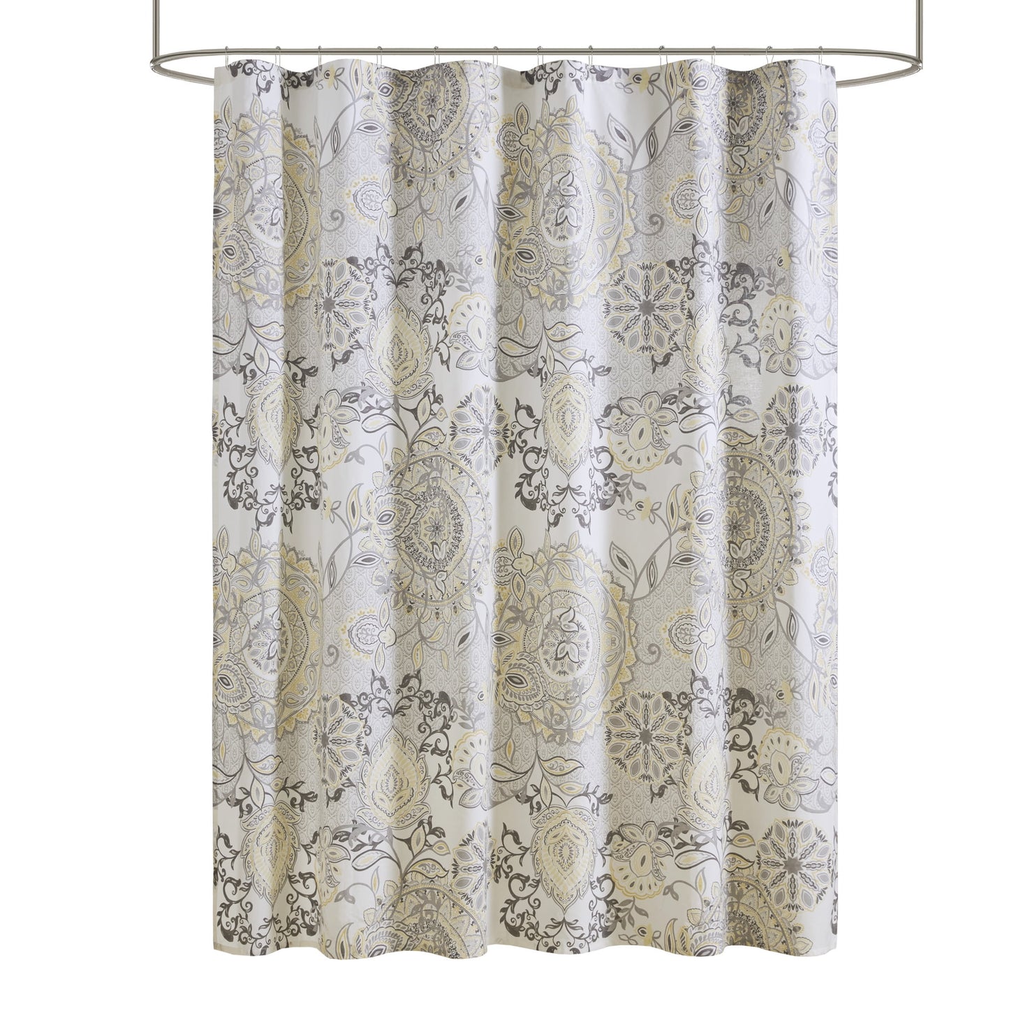 Shower Curtain Cotton Floral Shower Curtain Bohemian Bath Curtains Decor with 12 Button Holes