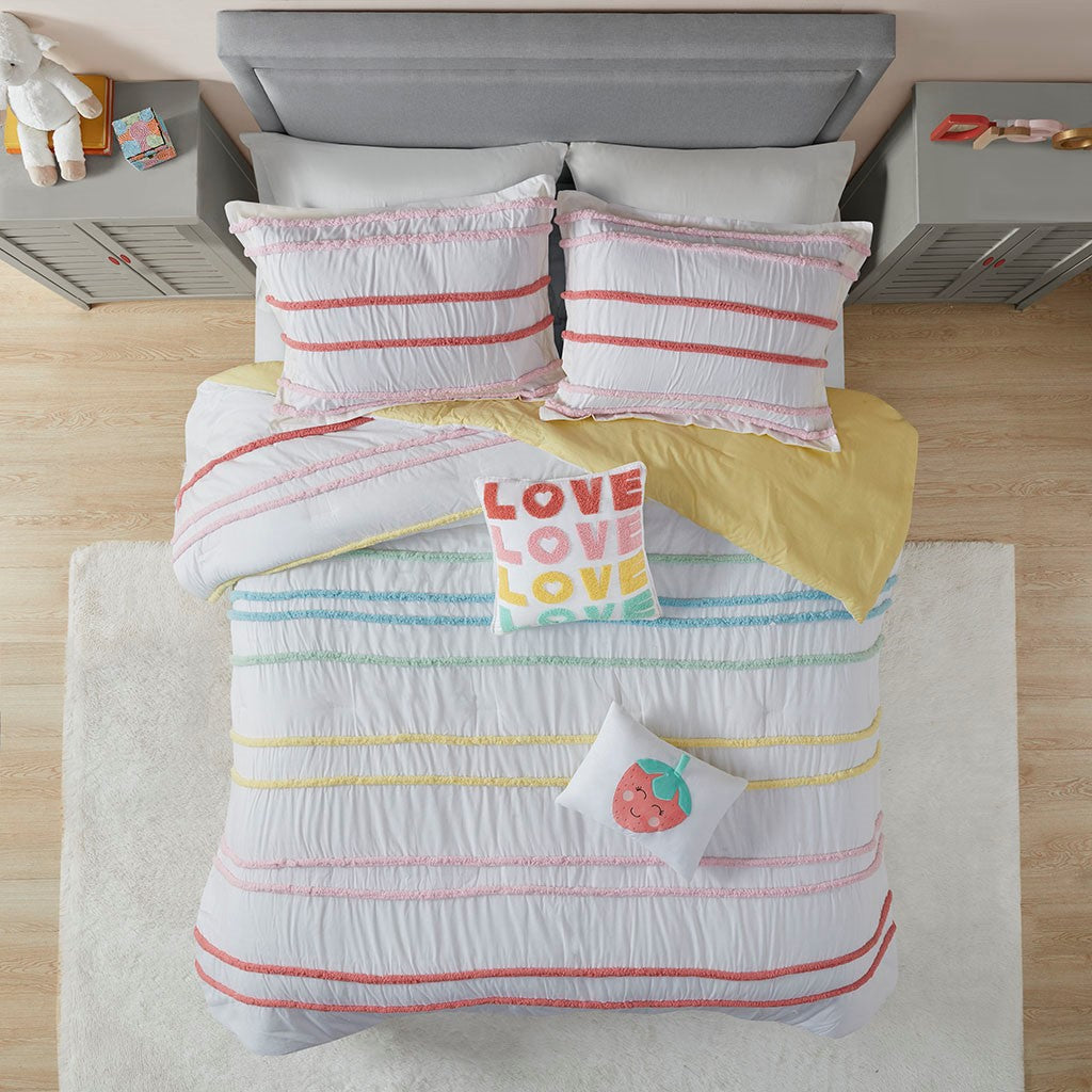 Cotton Comforter Set with Chenille Trim