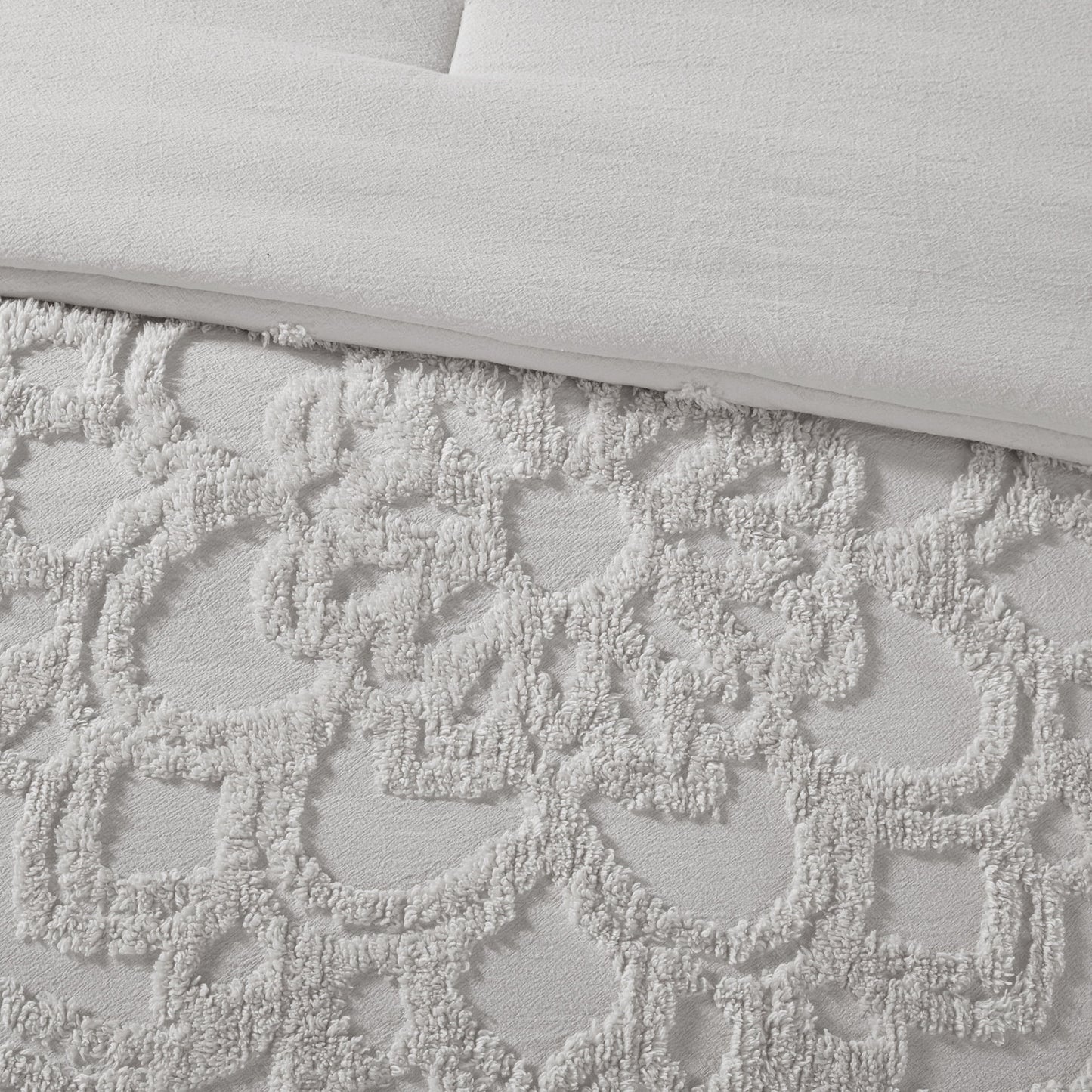 3 Piece Cotton Chenille Comforter Set