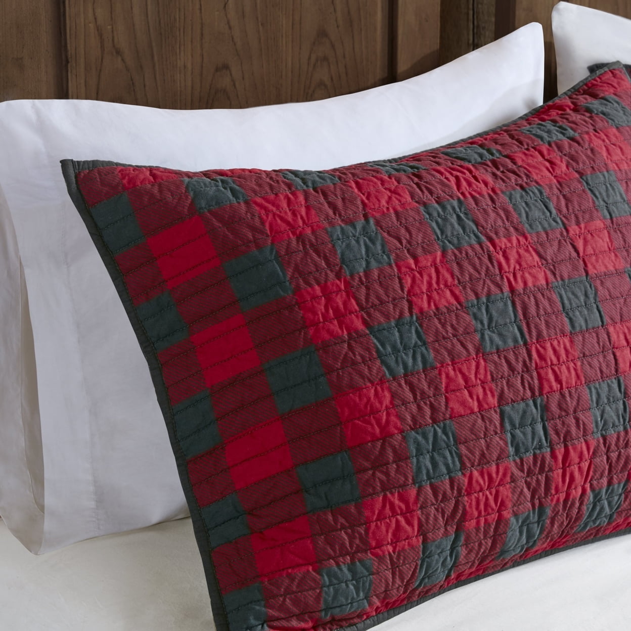 Classic Red Buffalo Check Cotton Quilt Mini Set, Full/Queen