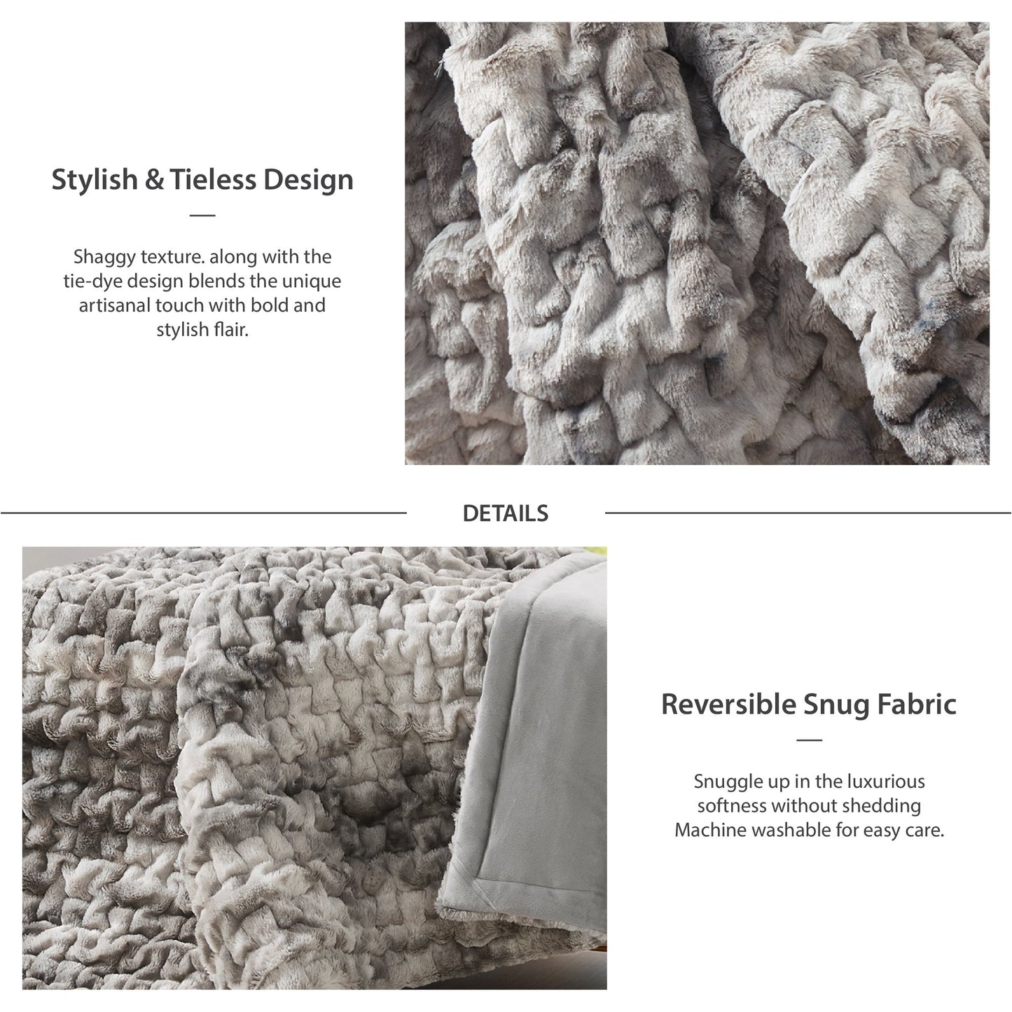 Extra Soft Fuzzy Faux Fur Ombre Reversible Throw Blanket