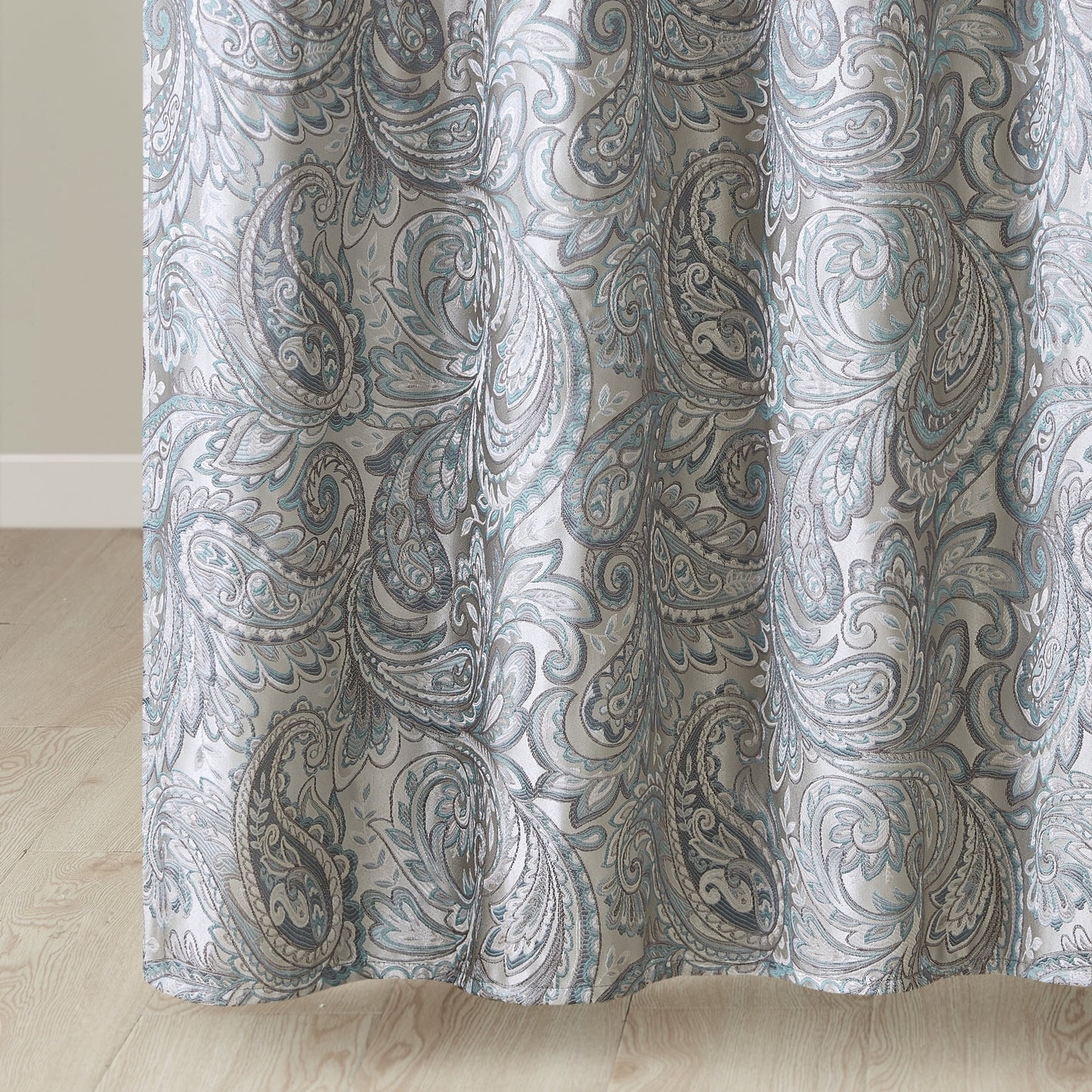Shower Curtain Traditional Jacquard Bath Curtain with 12 Button Holes