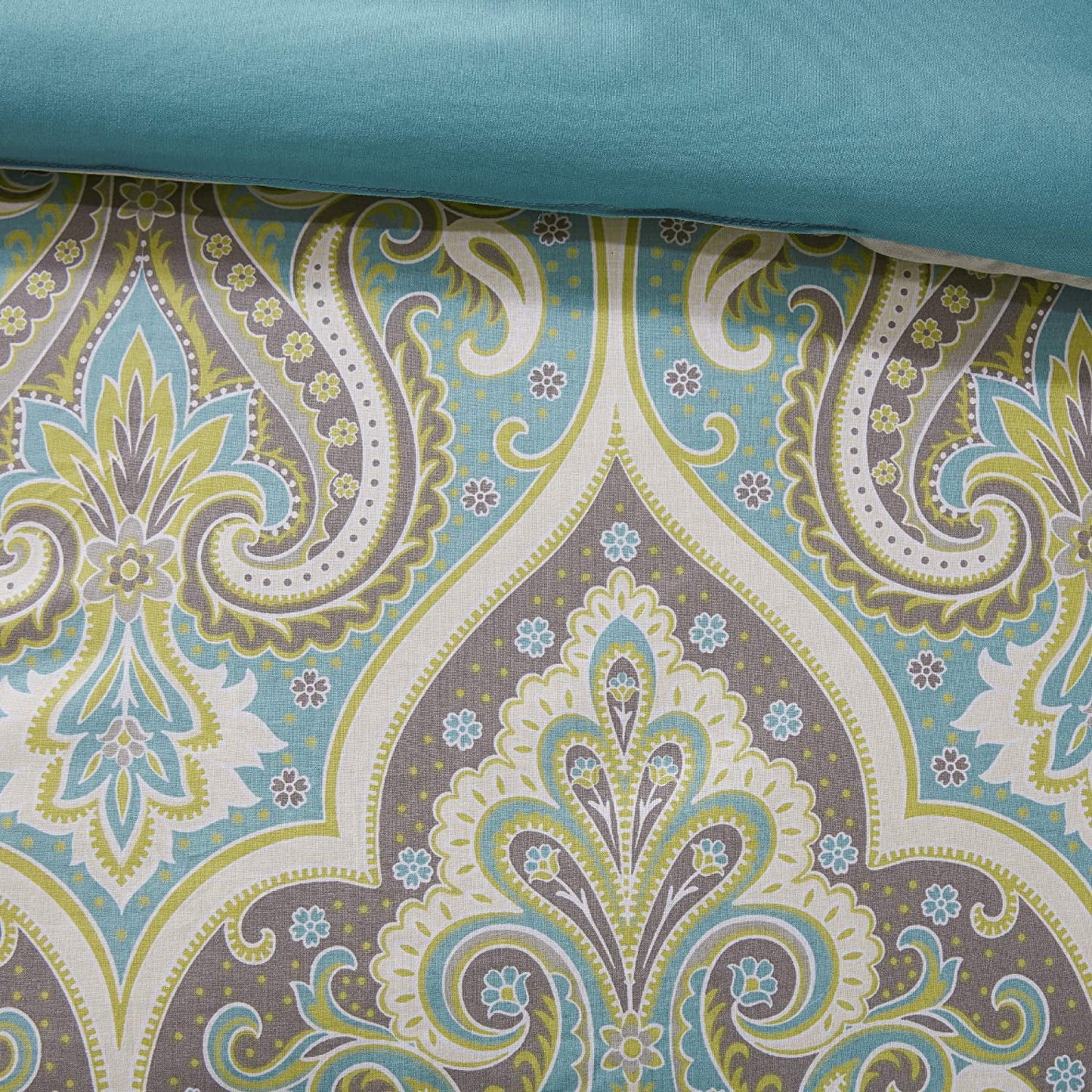 6 Piece Grey Cotton Printed Duvet Set