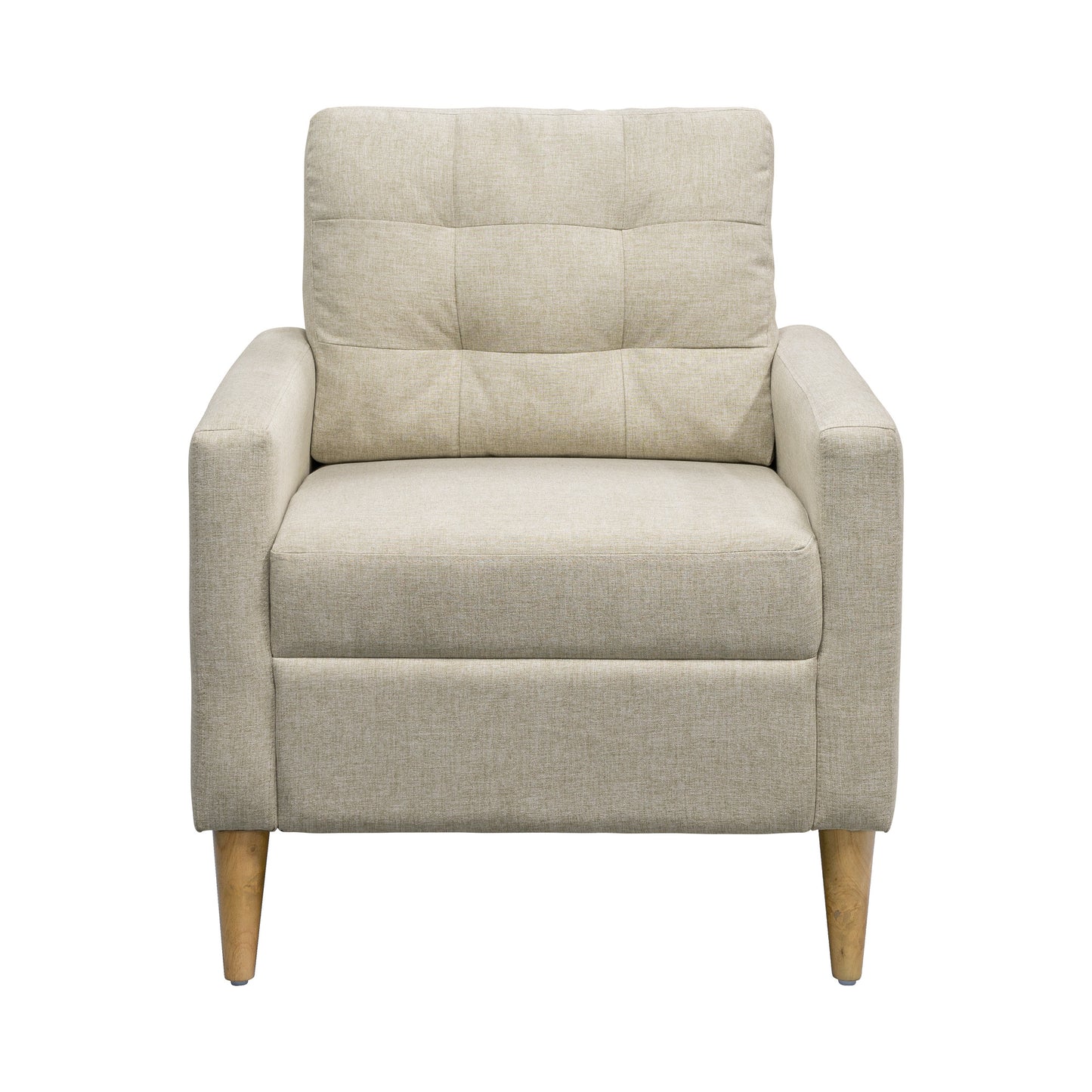 Wooden Accent Chair with Tufted Back and Attached Cushion
