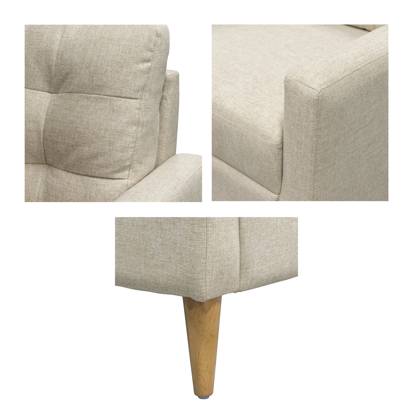 Wooden Accent Chair with Tufted Back and Attached Cushion