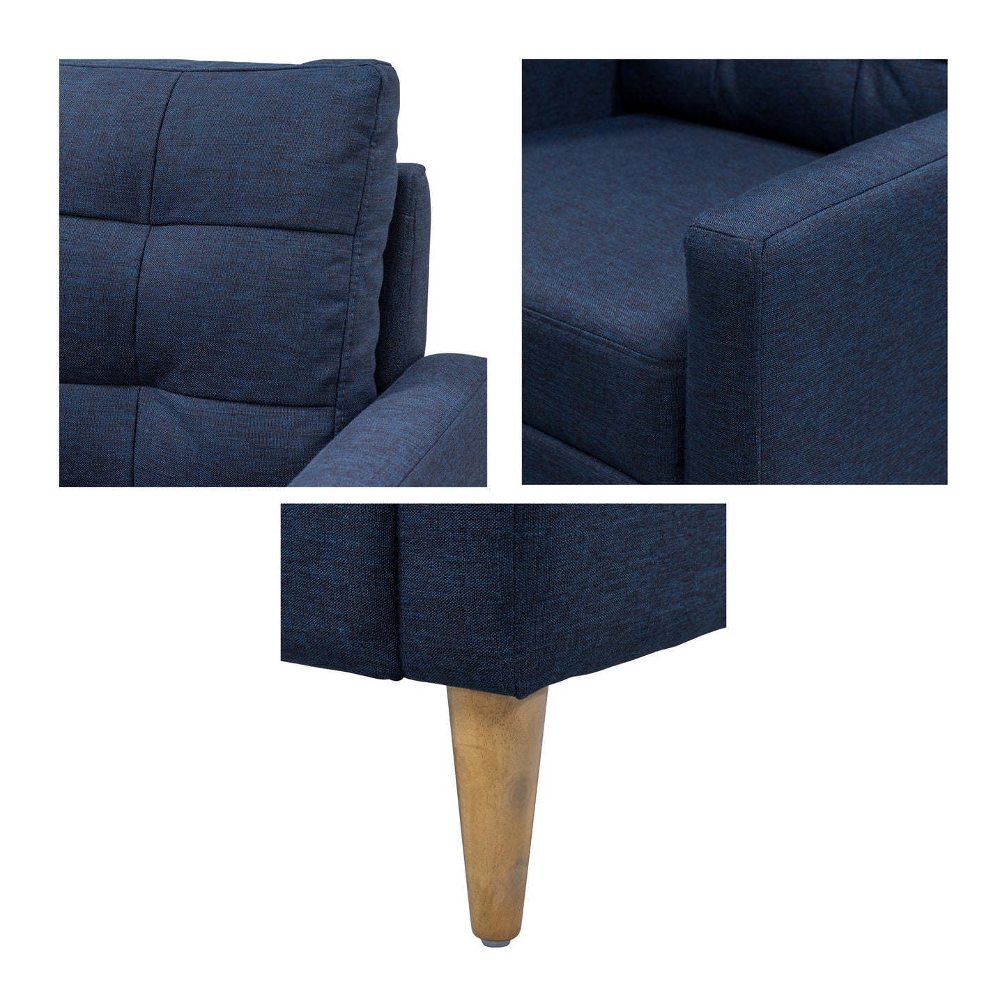 Wooden Accent Chair with Tufted Back and Attached Cushion