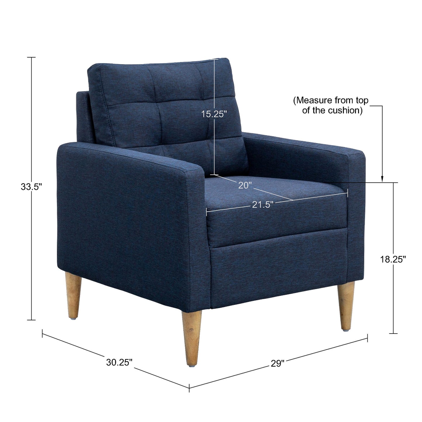 Wooden Accent Chair with Tufted Back and Attached Cushion