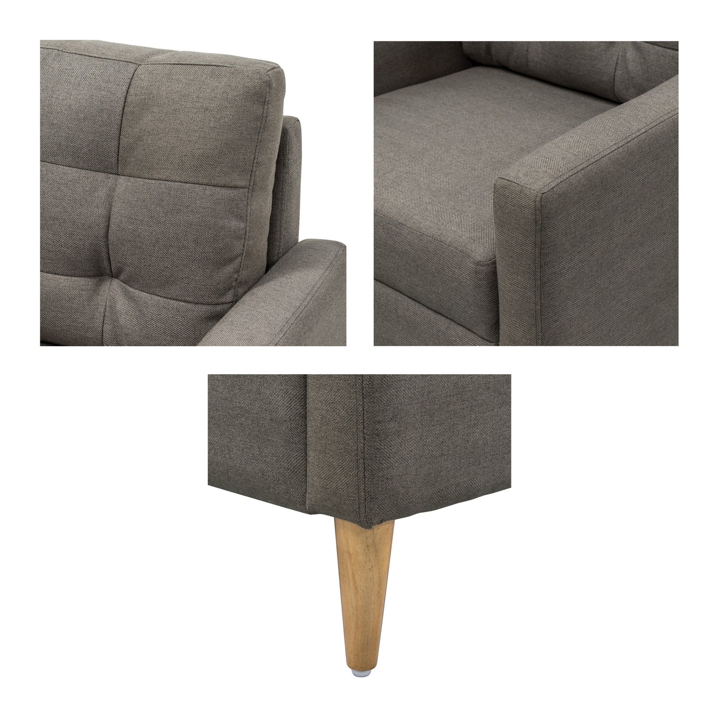 Wooden Accent Chair with Tufted Back and Attached Cushion