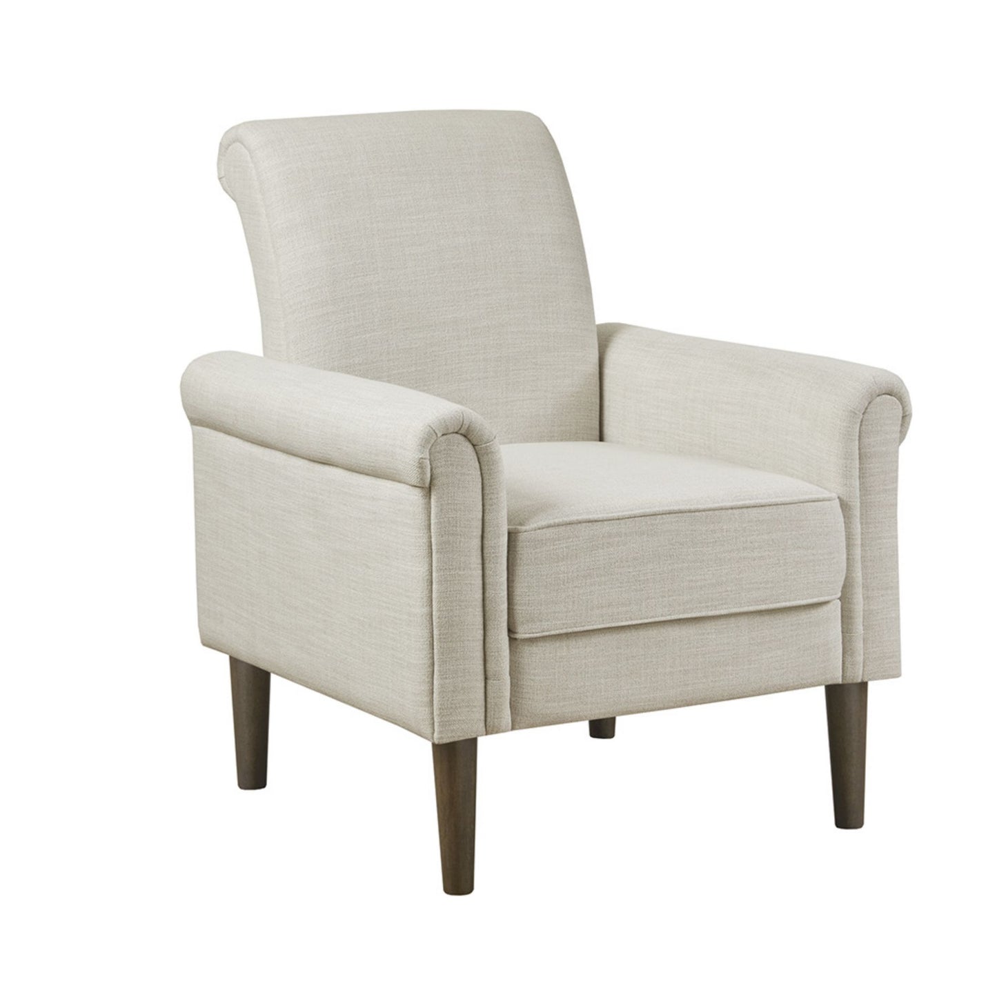 Rolled Arm Accent Chair with Attached Cushion Wood