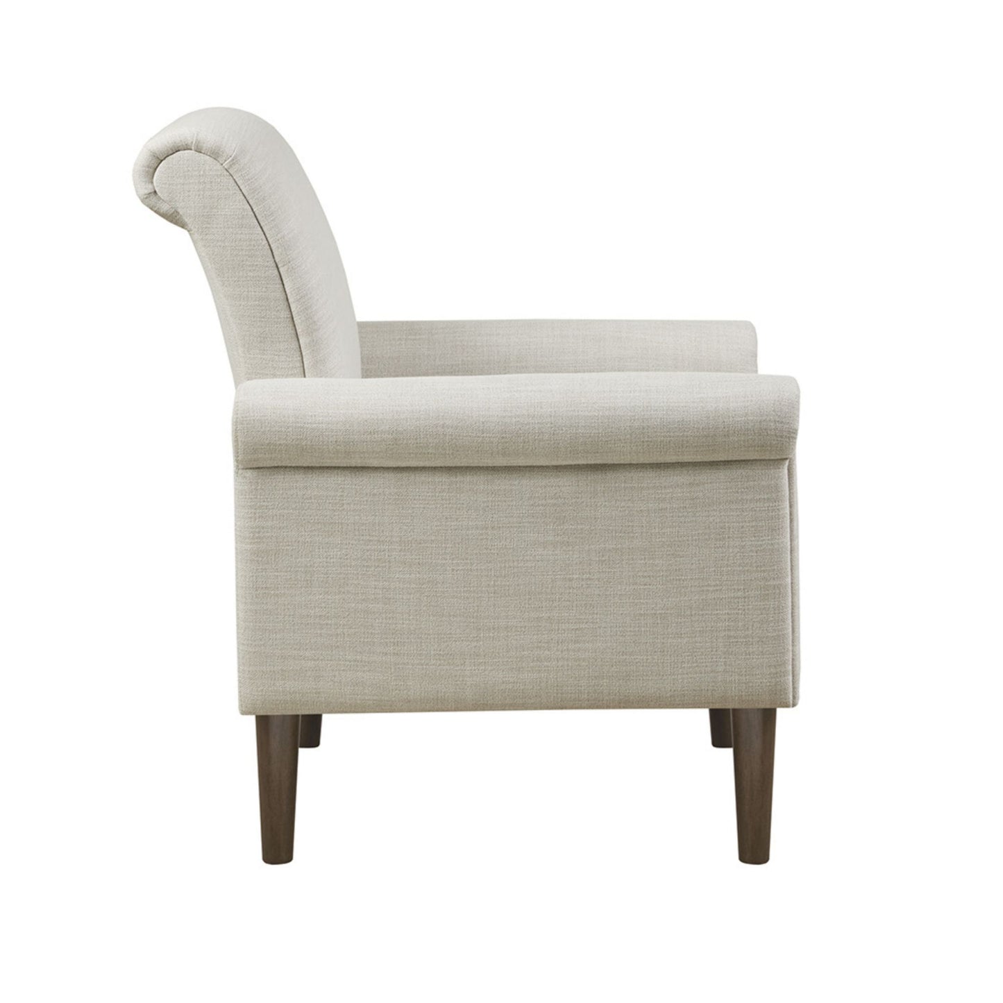Rolled Arm Accent Chair with Attached Cushion Wood