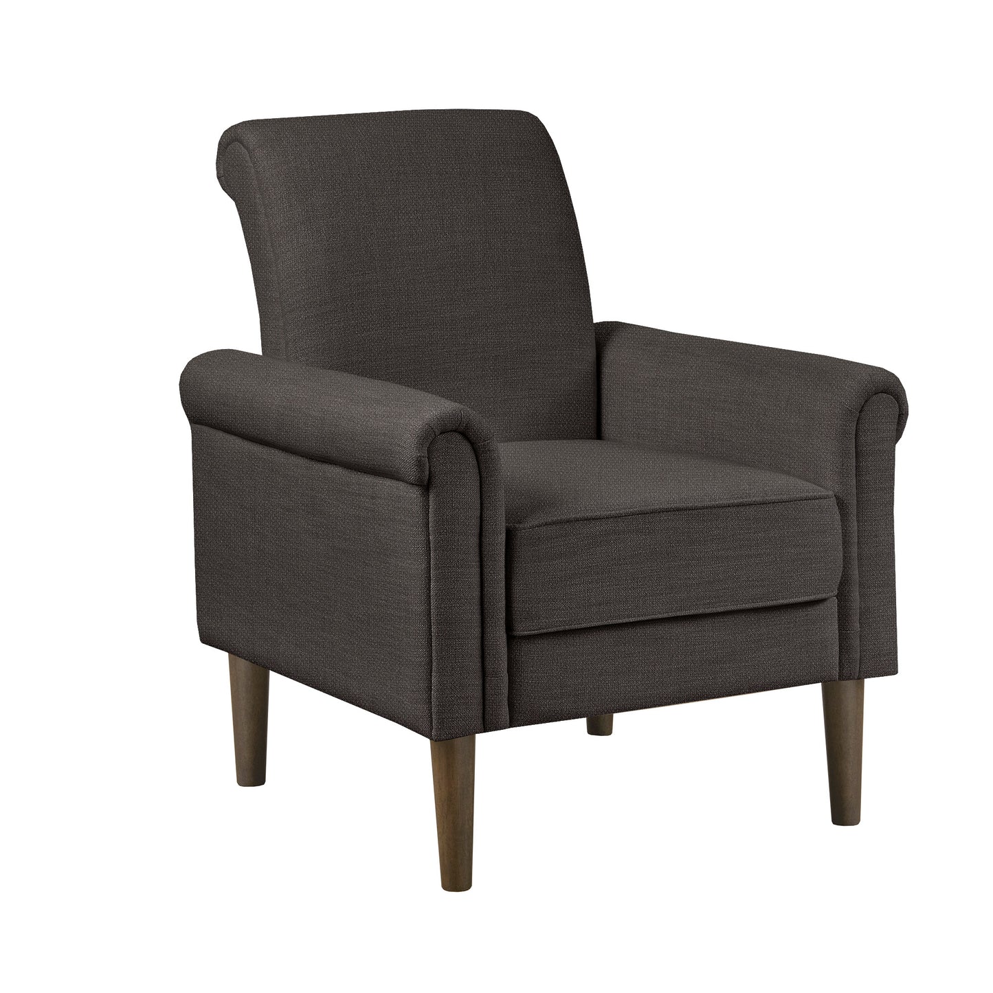 Rolled Arm Accent Chair with Attached Cushion Wood