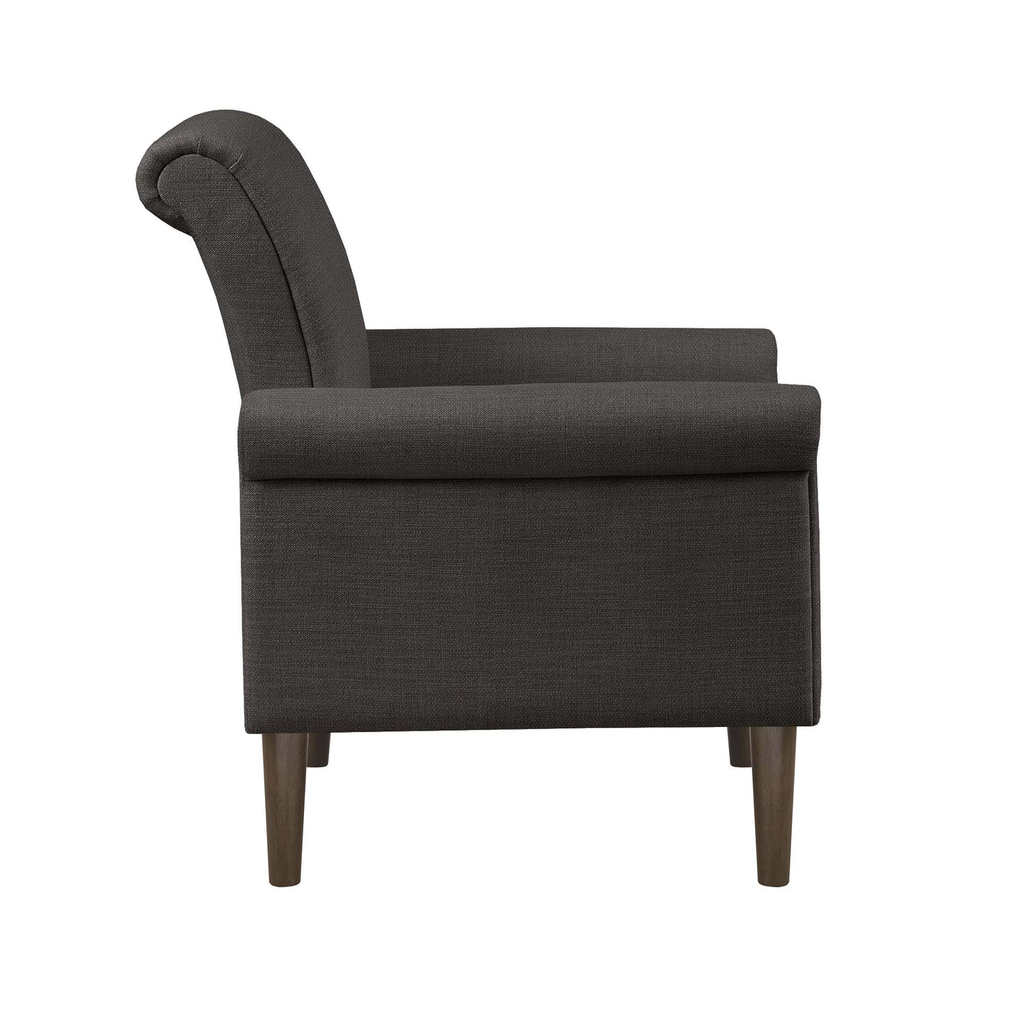 Rolled Arm Accent Chair with Attached Cushion Wood
