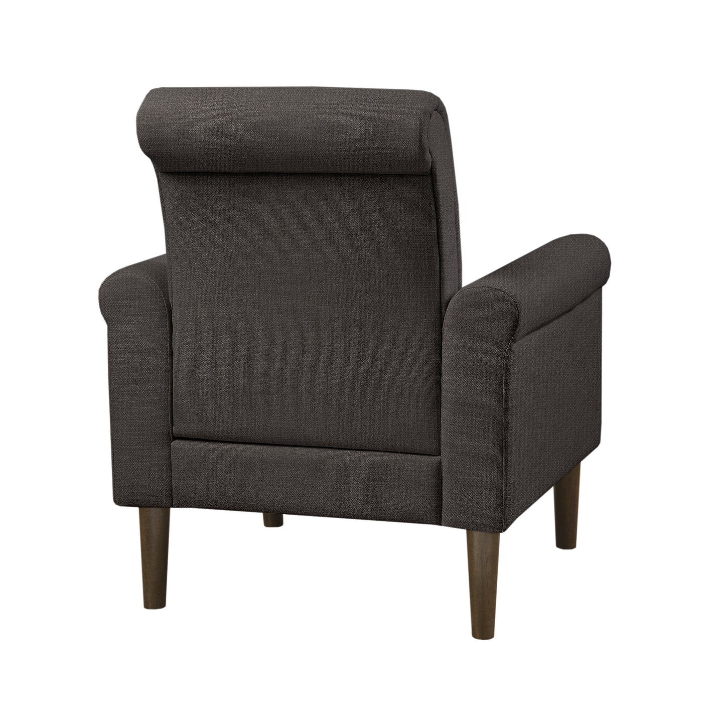 Rolled Arm Accent Chair with Attached Cushion Wood