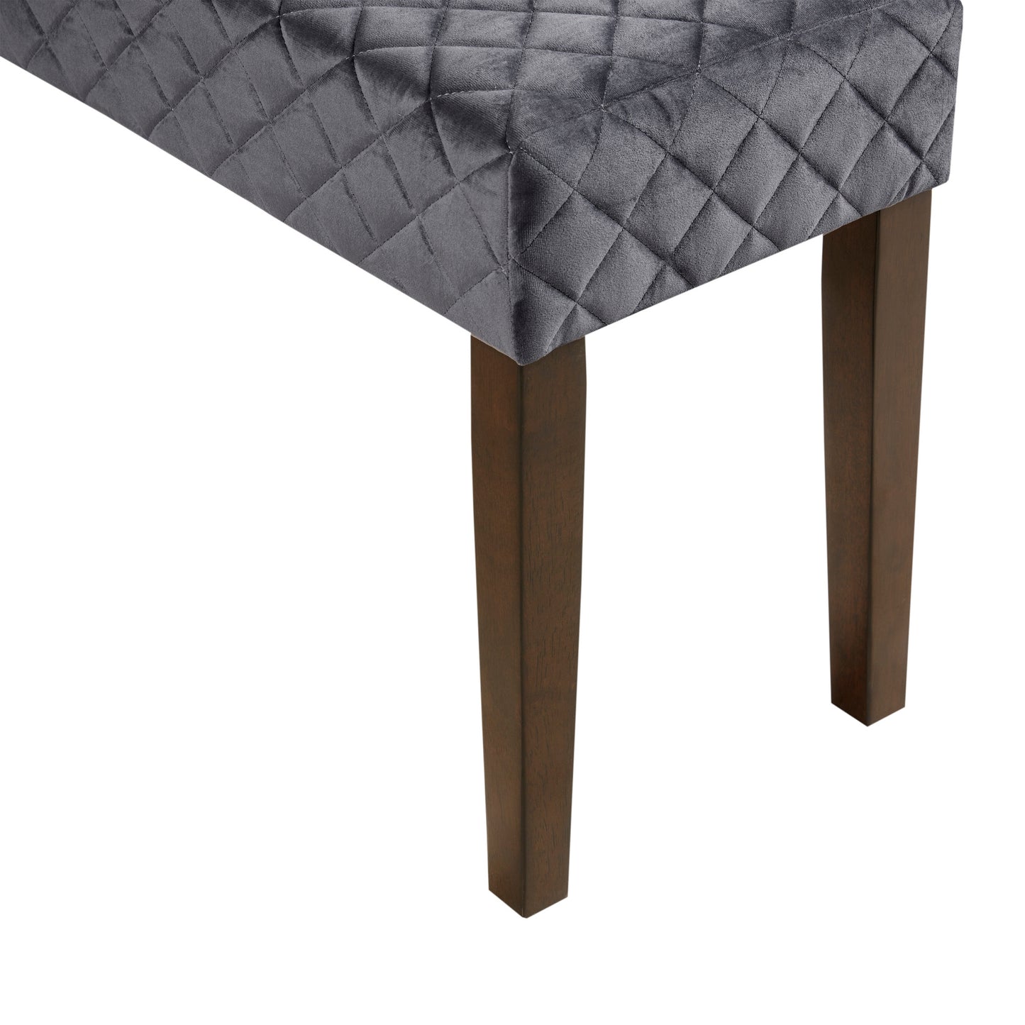 Diamond Quilted Moroccan Design Upholstered Accent Bedroom Bench with Wooden Legs