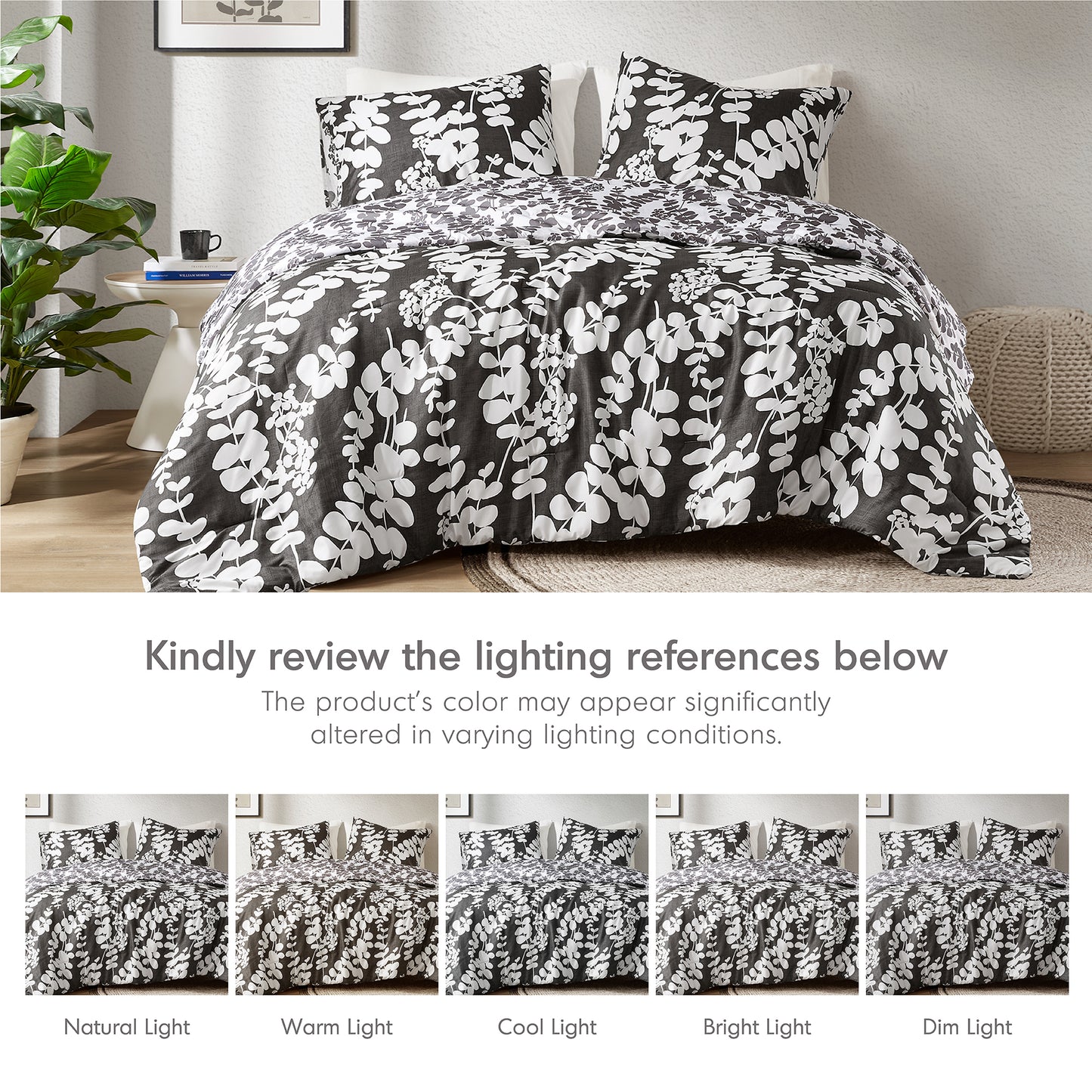 Extra Soft Reversible Floral Comforter with Pillow Shams