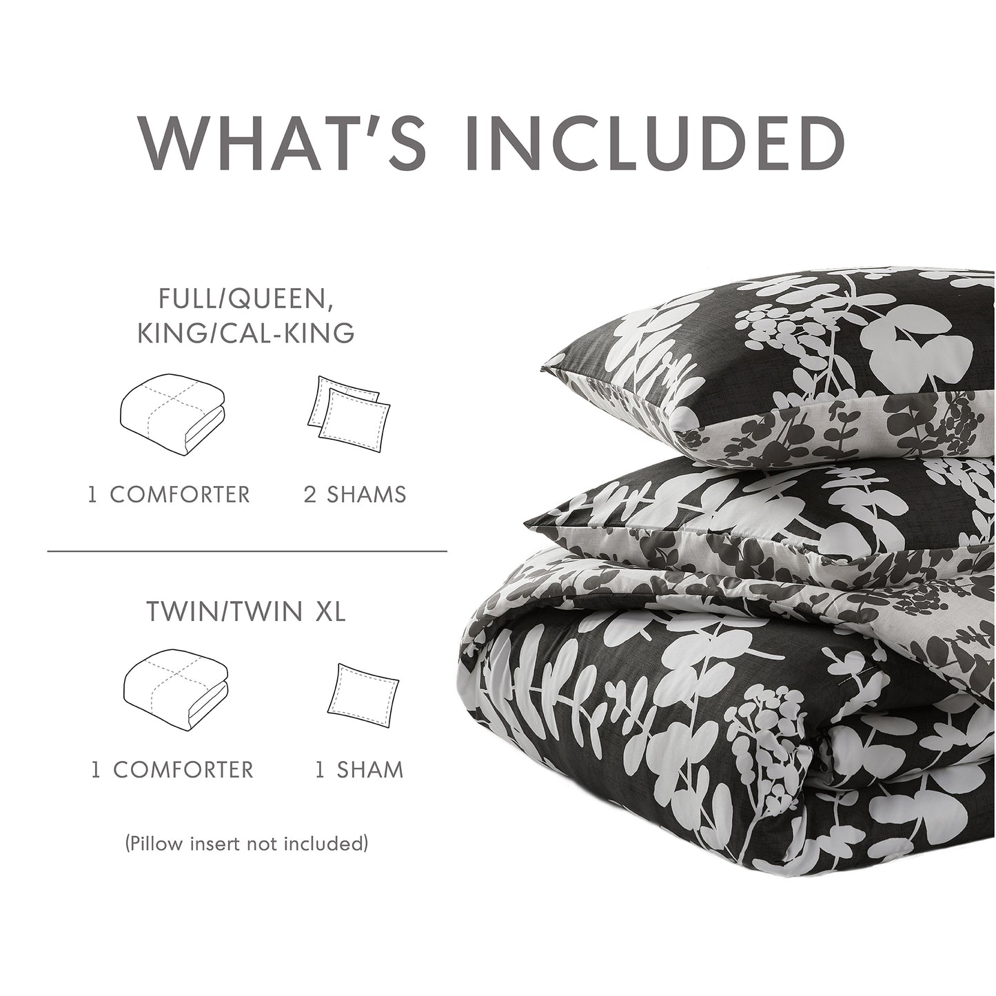 Extra Soft Reversible Floral Comforter with Pillow Shams