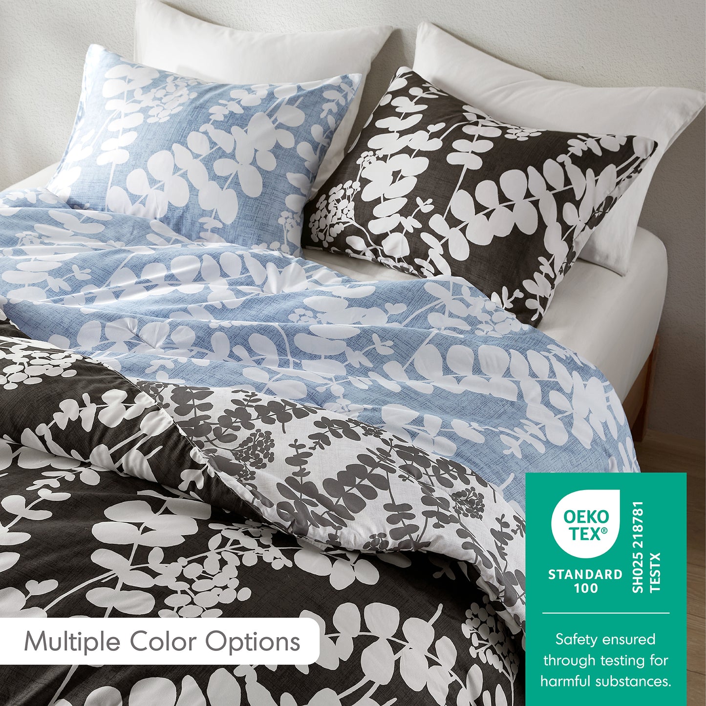 Extra Soft Reversible Floral Comforter with Pillow Shams