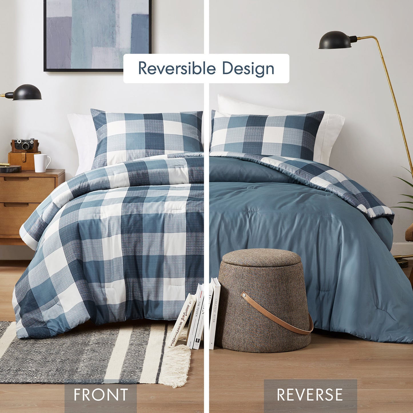 Plaid Check Printed Comforter Set