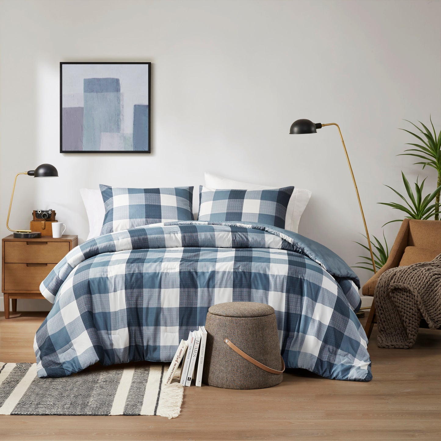 Plaid Check Printed Comforter Set