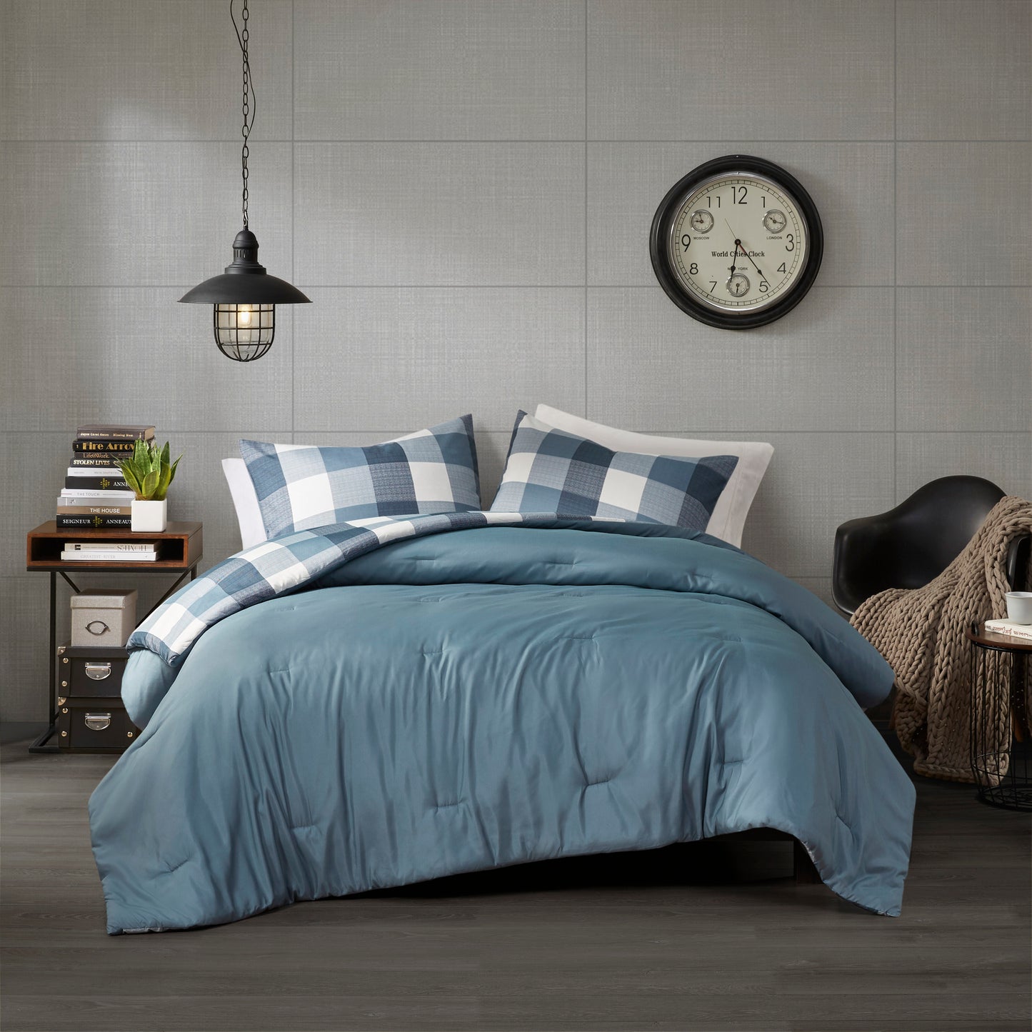 Plaid Check Printed Comforter Set