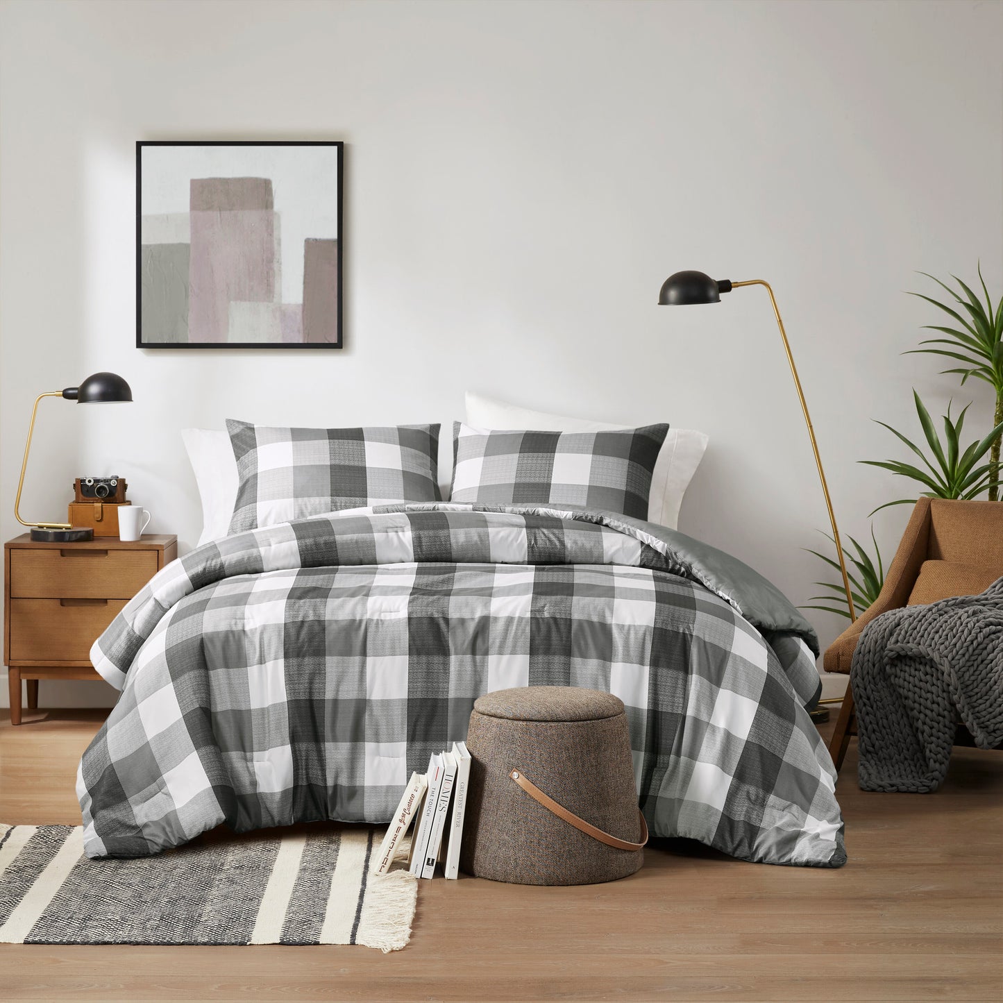 Plaid Check Printed Comforter Set