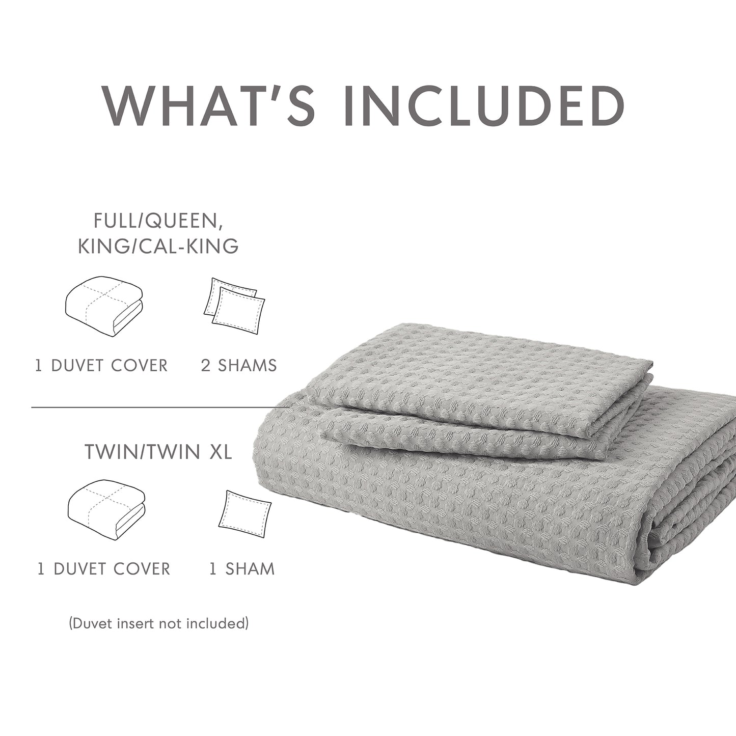 Waffle Weave Textured Duvet Cover Set