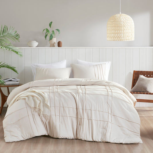 Soft Washed Pleated Comforter Set