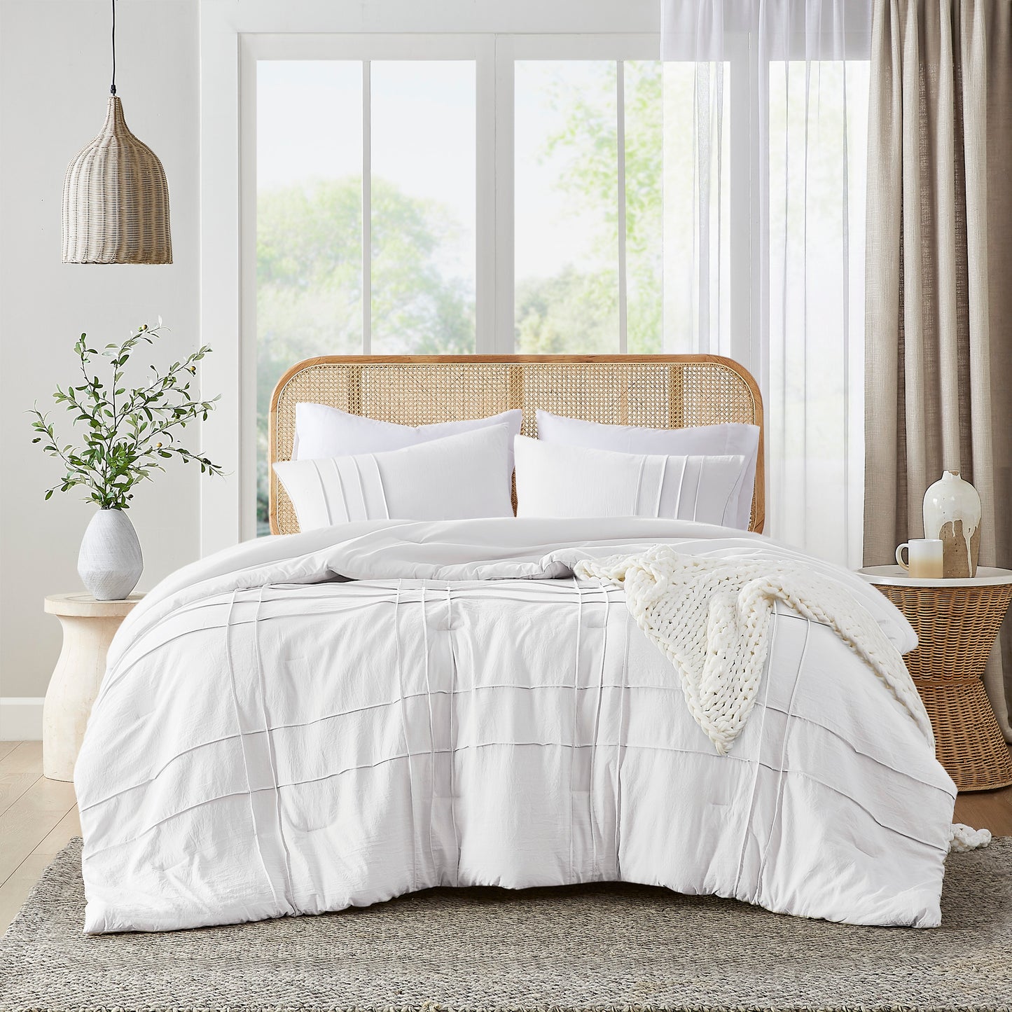 Soft Washed Pleated Comforter Set